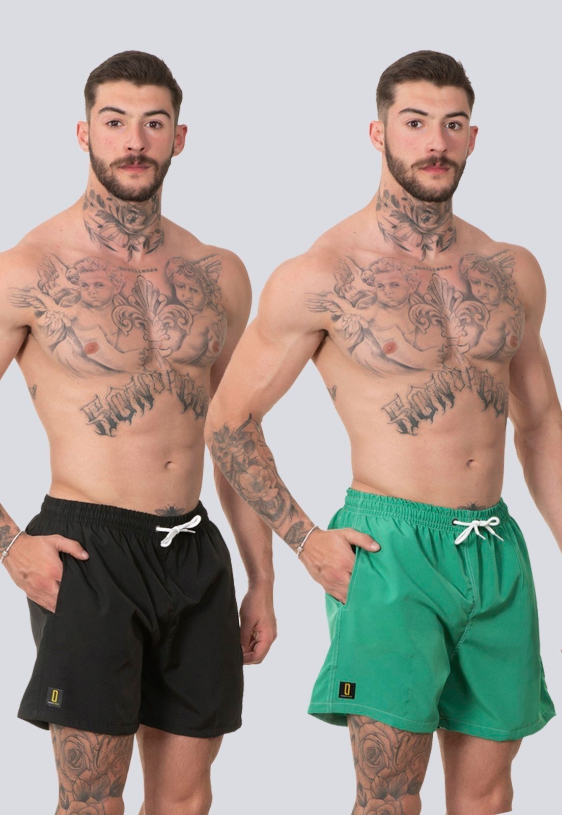 Imagem principal Kit 2 Short Masculino Liso Bermuda Praia Mauricinho Jr Rf140 Preto Lucas Lunny verde