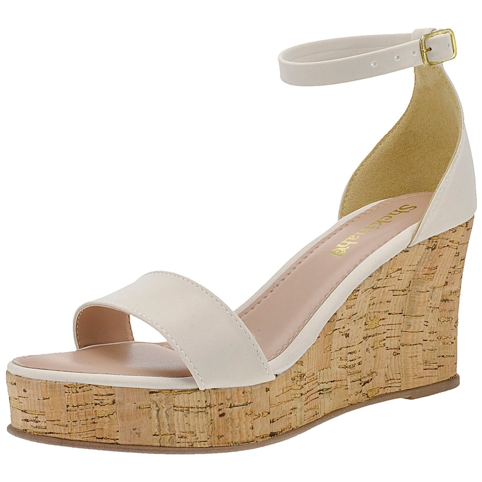 Imagem principal Sandália Feminina Salto Plataforma Anabela Shekinah Lançamento Confortável Moda Off White Shekinah off-white white