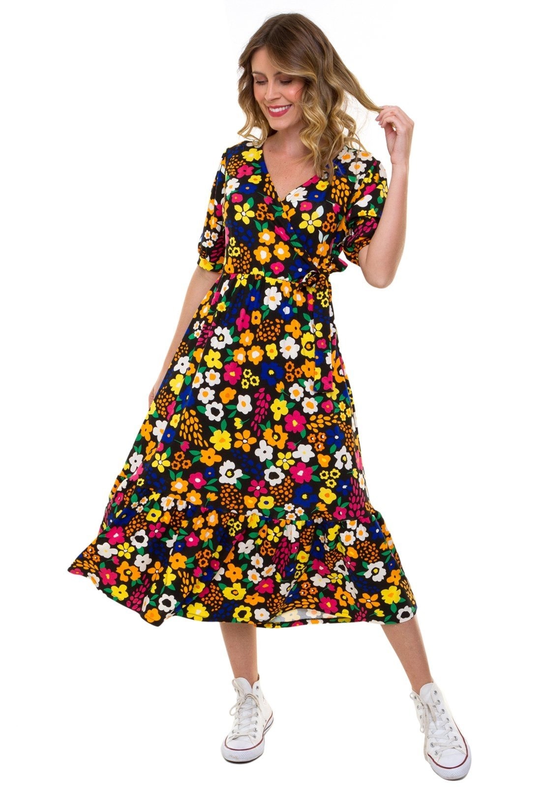 Imagem principal Vestido Manuela Jardim Aura floral/preto