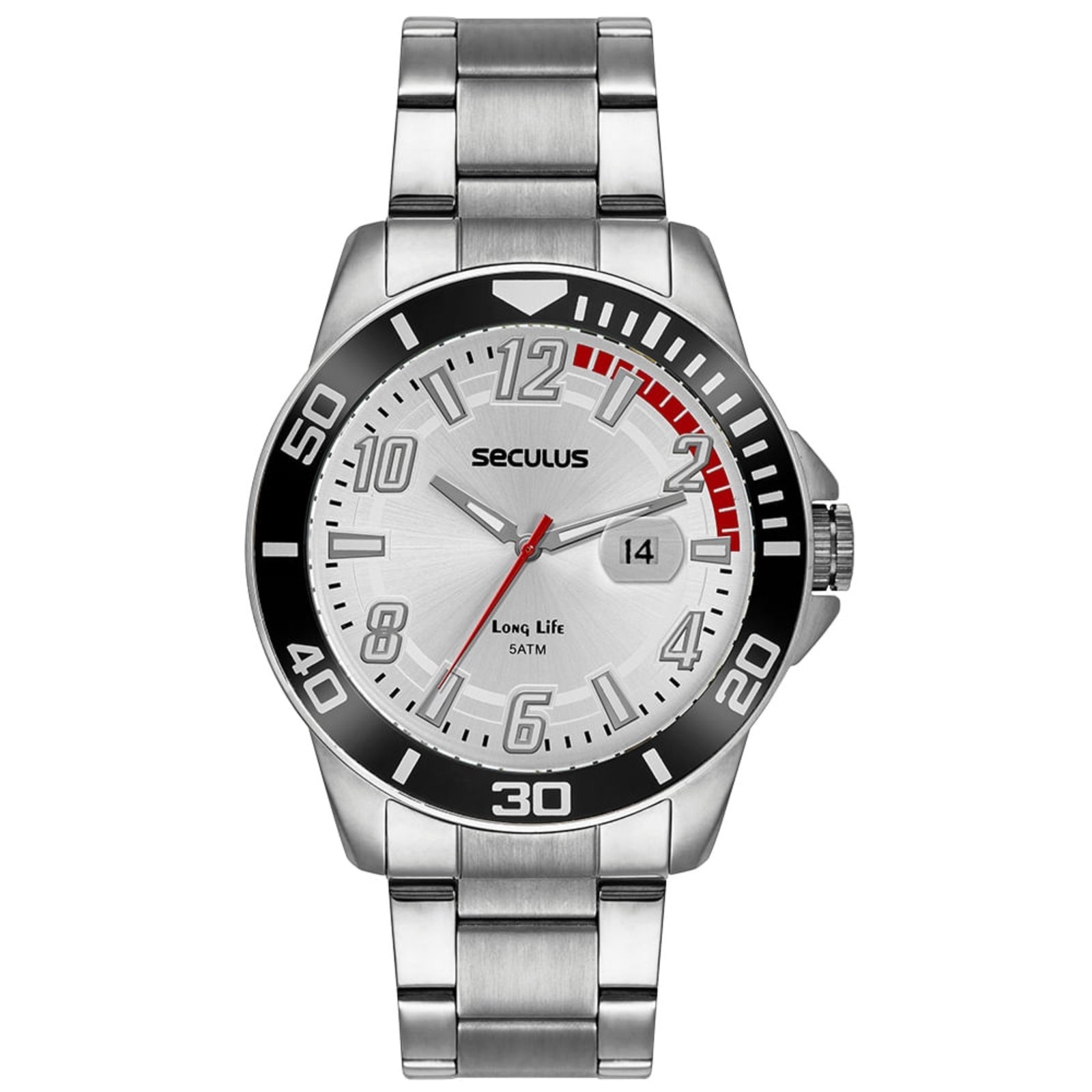 Imagem principal Relógio Masculino Aço Com Lupa Para Calendário Seculus prata