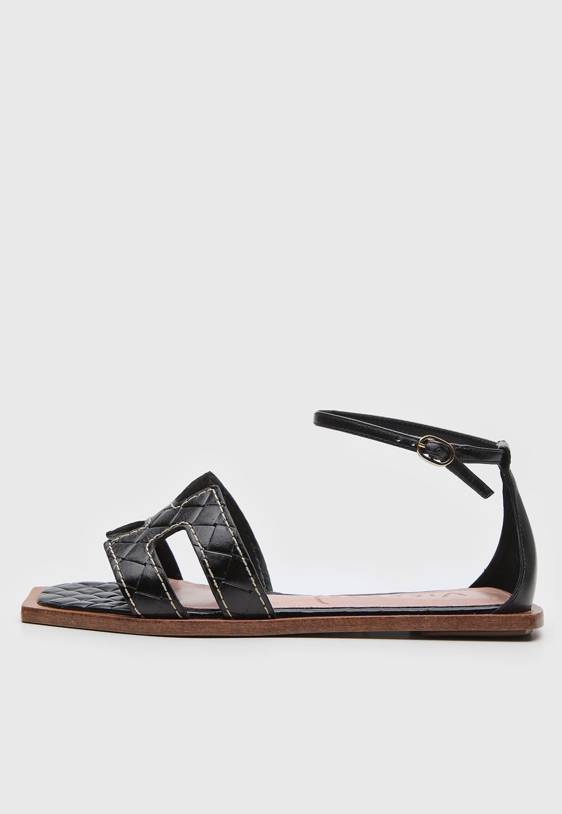 Imagem principal Rasteira Fechada Feminina Vicenza Recortes Geométricos Preta Vicenza preto