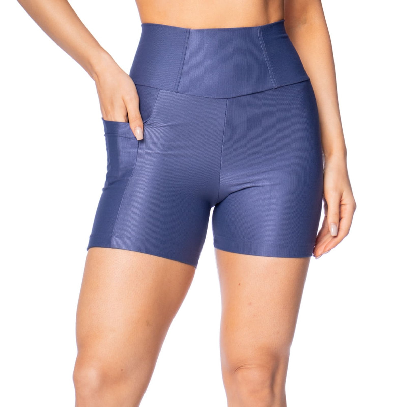 Imagem principal Short Feminino Estilo Do Corpo Cintura Alta Estilo Do Corpo azul