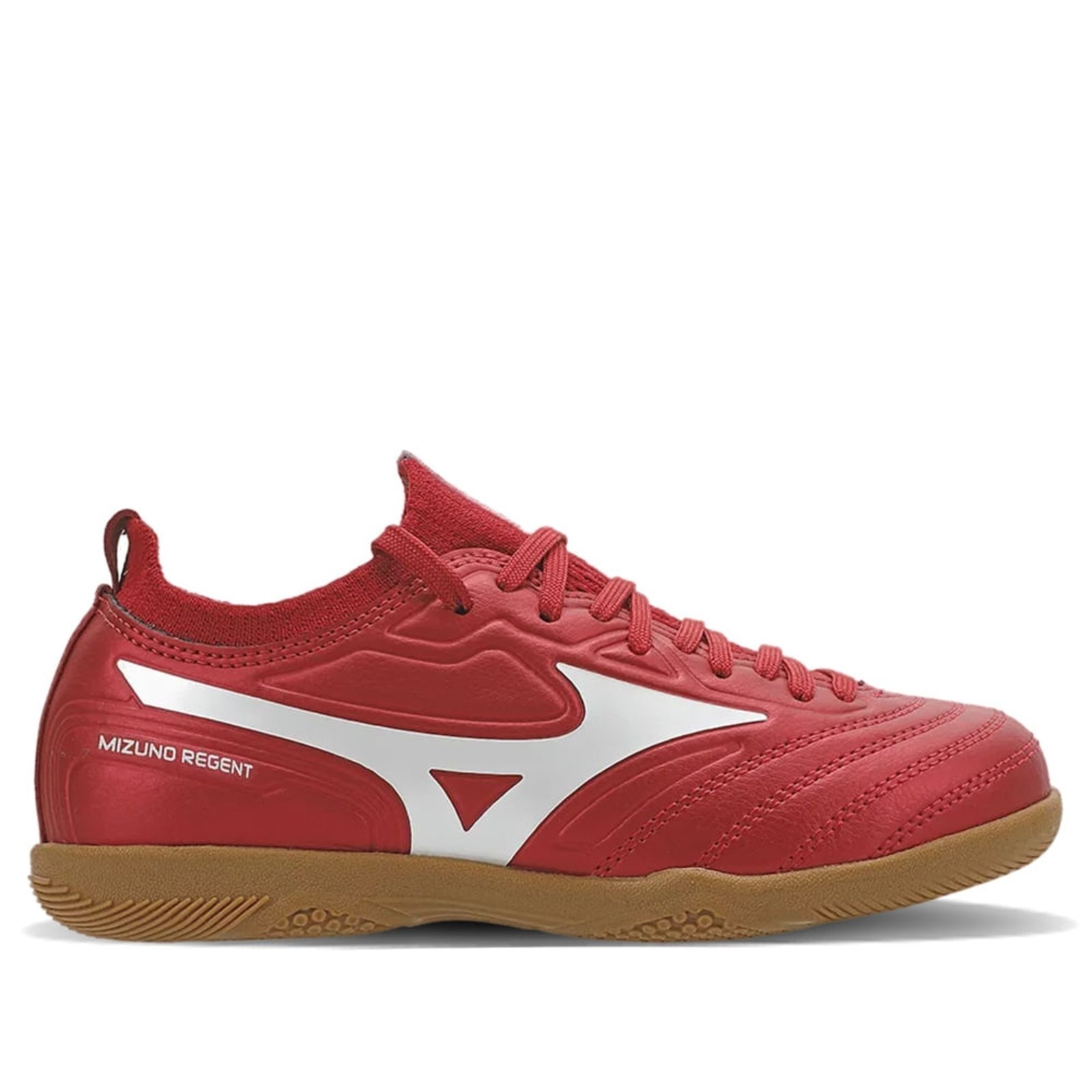Imagem principal Chuteira Masculina Mizuno Futsal Regent IN Branco Mizuno vermelho