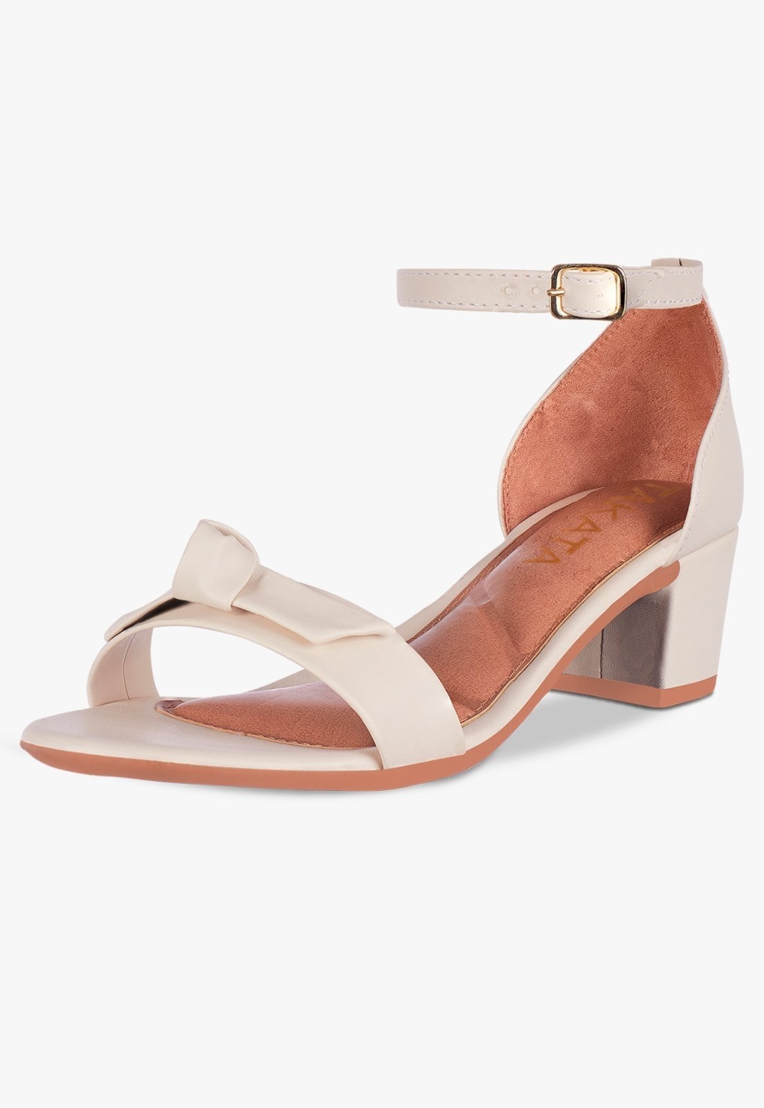 Imagem principal Sandalia Feminina Salto Quadrado Grosso Bloco Baixo Laço Nó Confortável Sapato Moderna Festa Sintético Off White TAKATA BY RAFAEL TAKATA off-white white