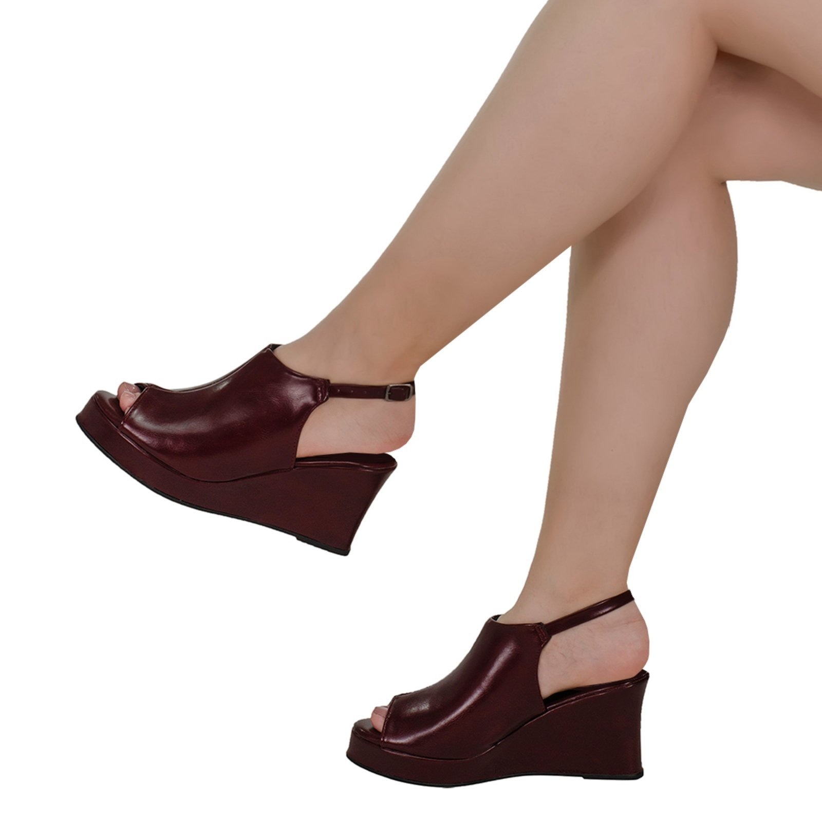 Imagem principal Sandália Salto Open Boot Anabela Salto Alto Bloco Grosso Ankle Boots Shekinah Confortável Moda Marsala Shekinah bordô