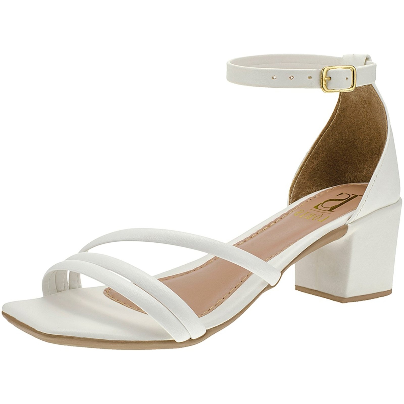 Imagem principal Sandálias Lóris Shoes Feminina 3 Tirinhas com Saltinho Social e Traseiro Fechado LÓRIS SHOES branco