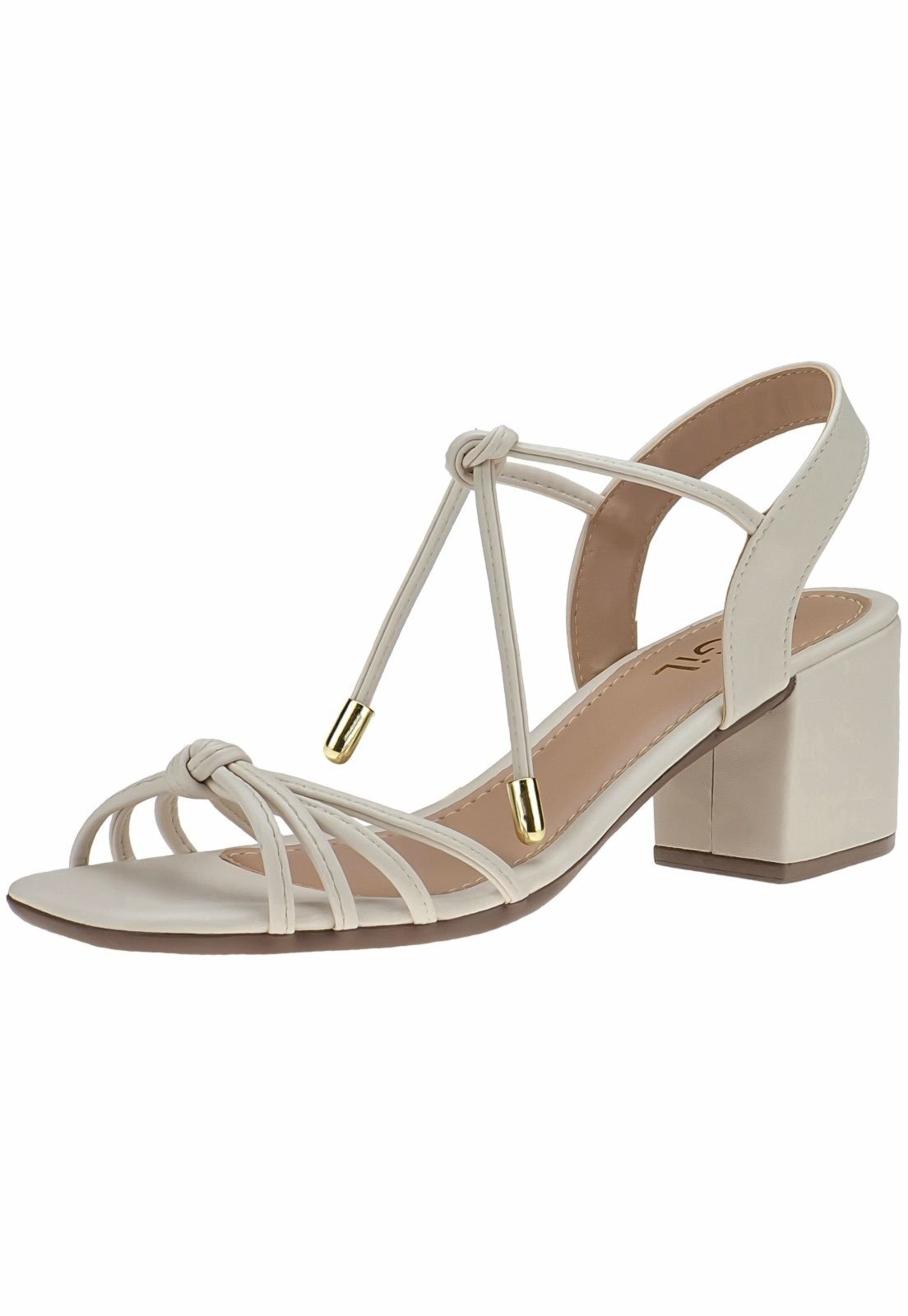 Imagem principal Sandália Salto Grosso Gigil Tiras Amarração Off White Gigil off-white white