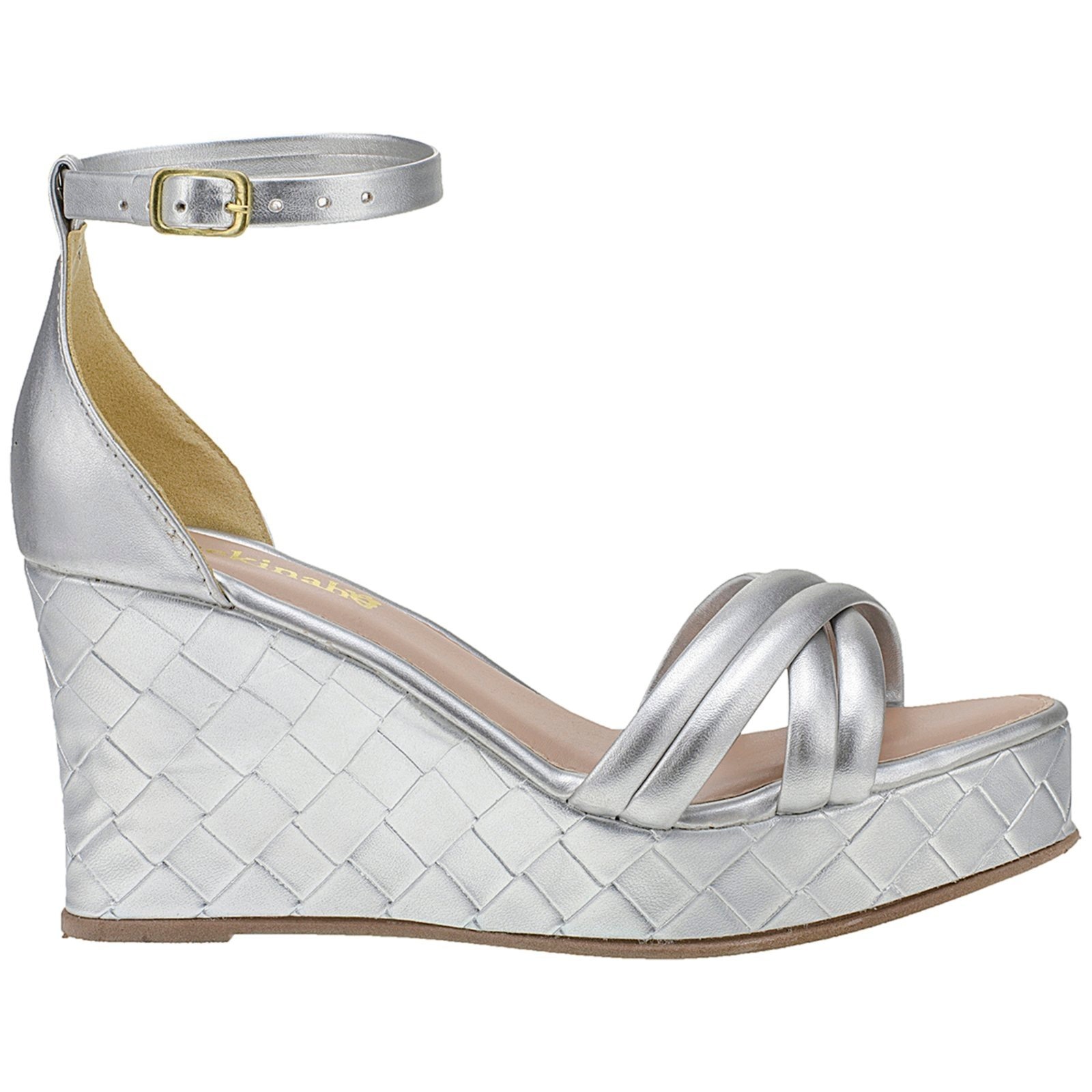 Imagem principal Sandália Feminina Salto Plataforma Anabela Shekinah Meia Pata Confortável Leve Moda Macia Shekinah prata