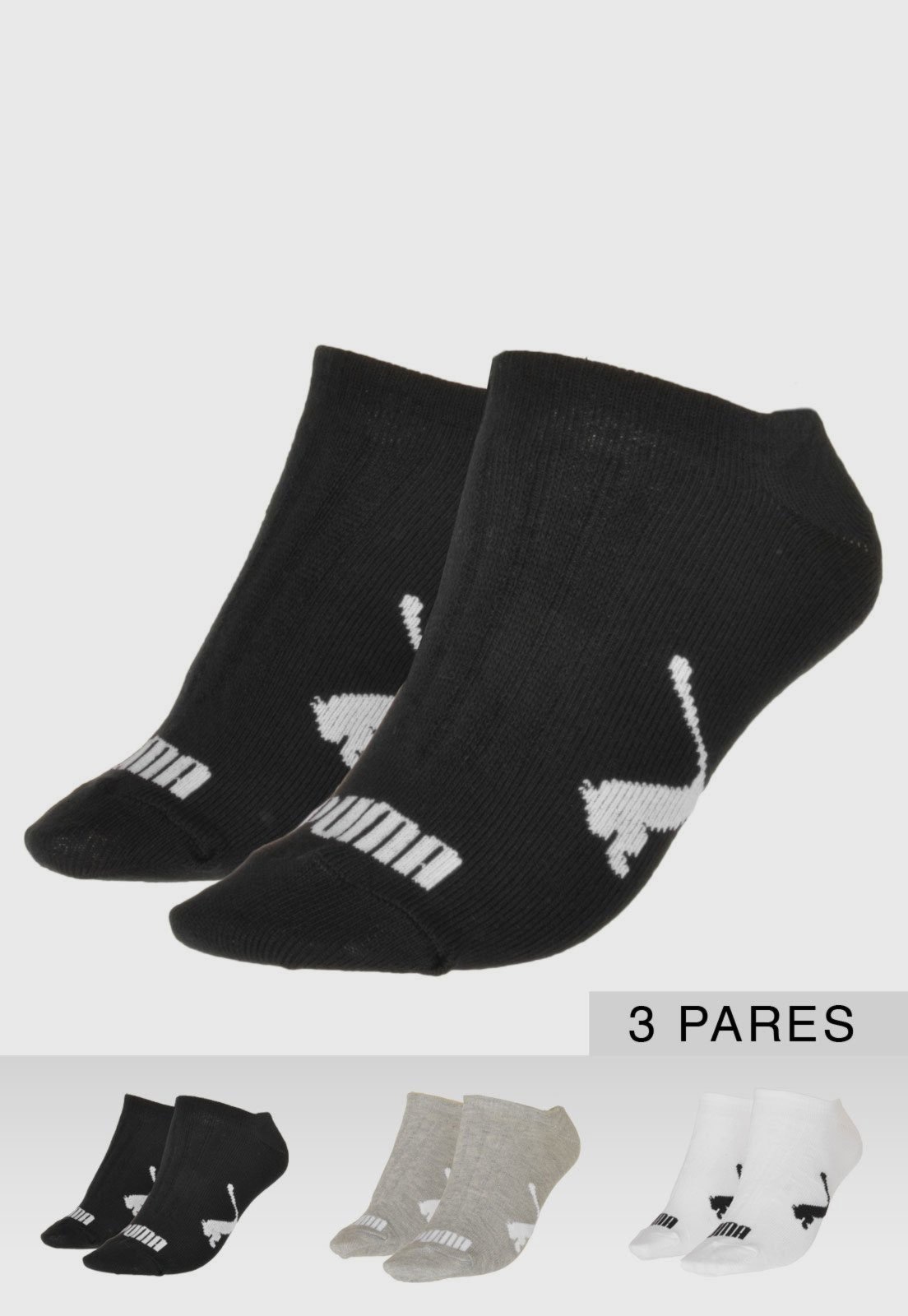 Imagem principal Kit 3pçs Meia Puma Sapatilha Logo Branca Puma branco