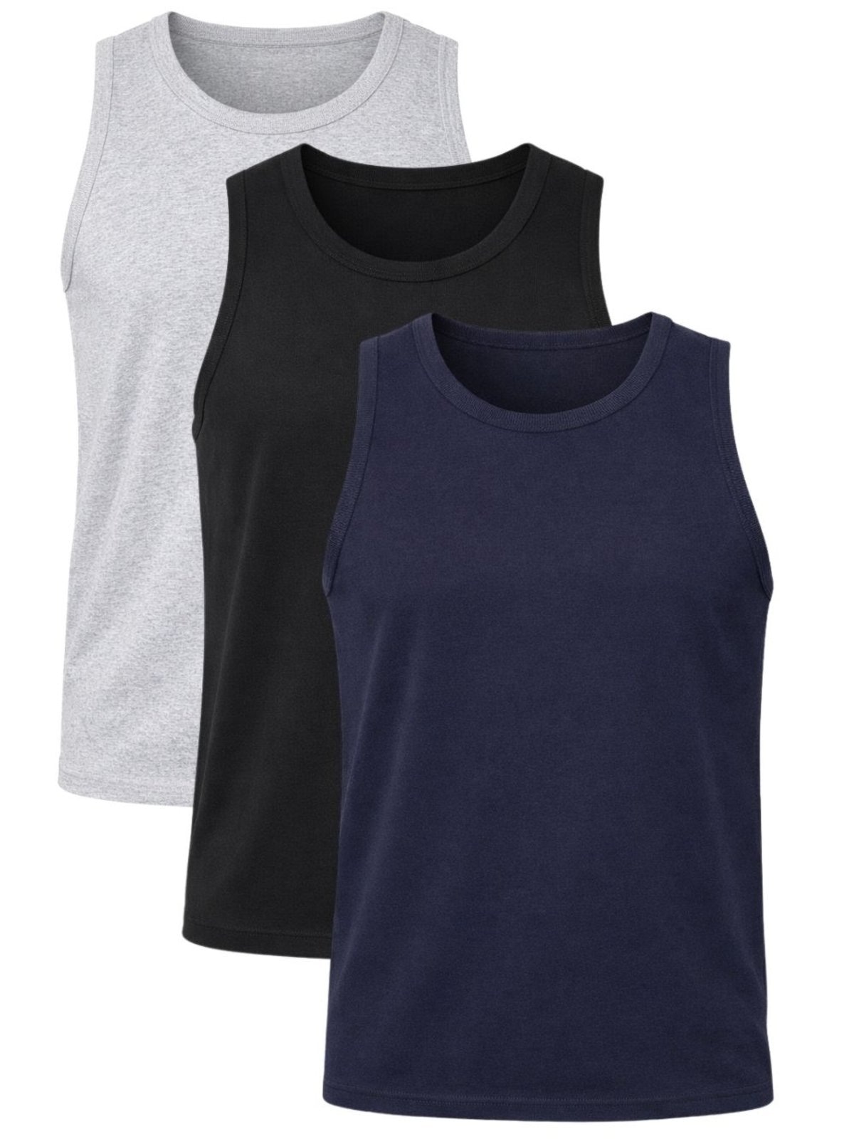 Imagem principal kit 3 Regatas Masculina Caneladas Básicas em Ribana Marinho, Preta e Cinza Crocker - 50737 Crocker multicolorido