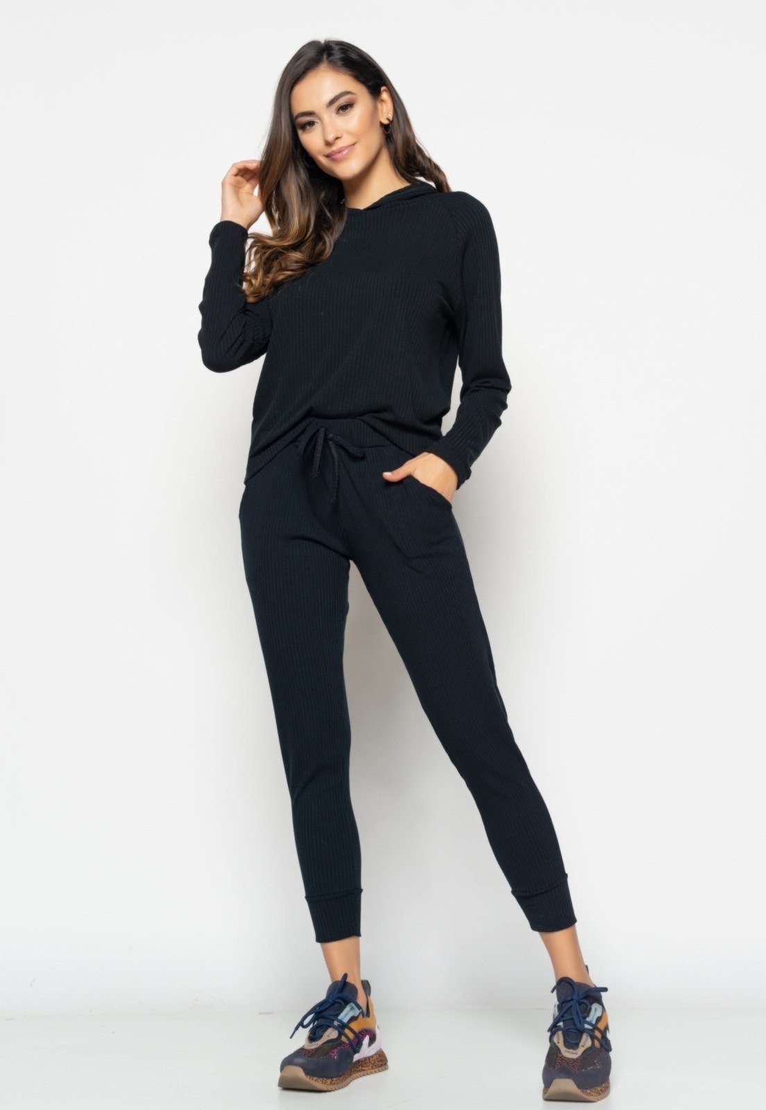 Imagem principal Conjunto Salvatore Comfy Com Casaco e Jogger Canelado Salvatore Fashion preto