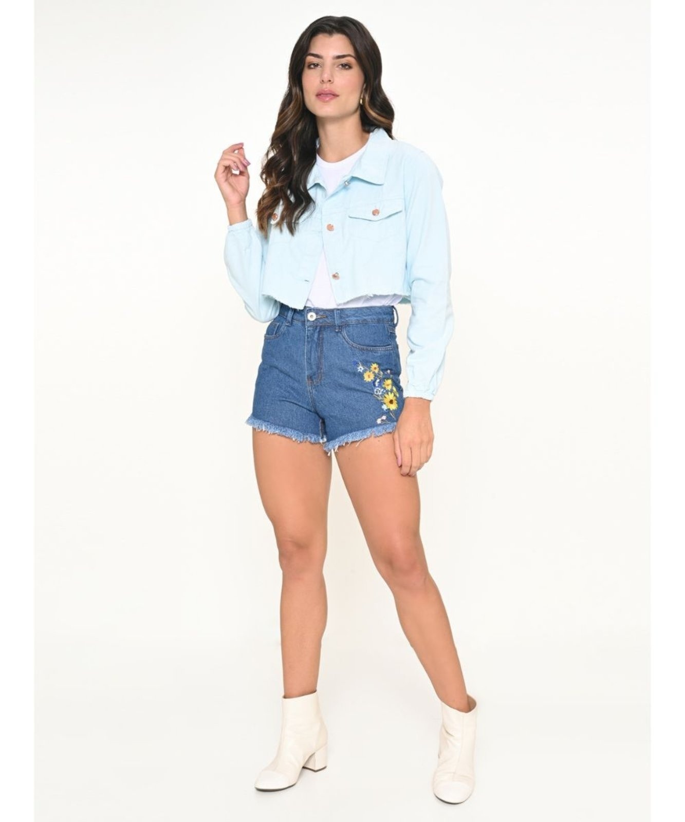 Imagem principal Jaqueta Feminina Sarja Sky Cropped Razon Jeans azul