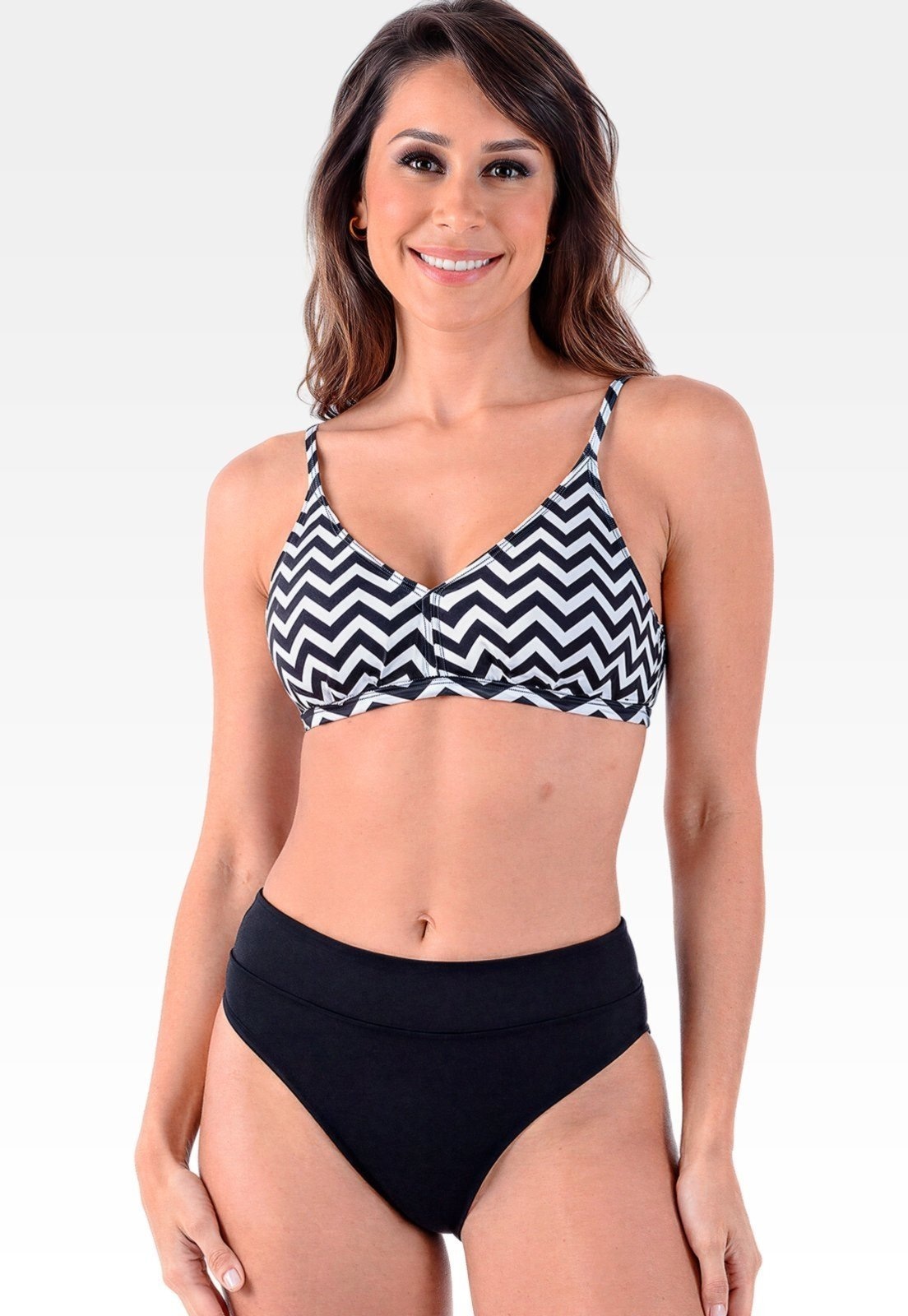 Imagem principal Biquíni Summer Soul Cintura Baixa e Sem Bojo Zig Zag Summer Soul branco/estampado/preto