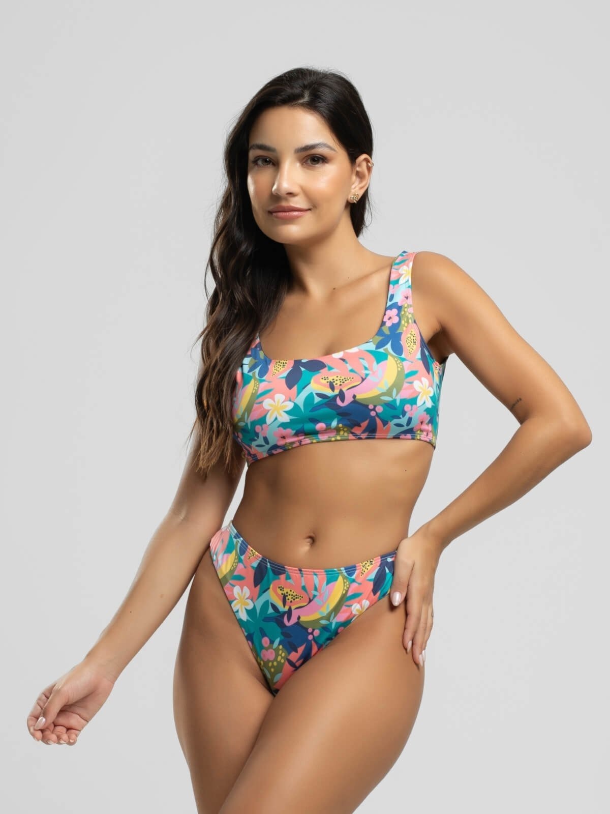 Imagem principal Biquini Regata Calcinha Fio Duplo Proteção Uv 50+ Vicbela Flor Vicbela estampado/multicolorido
