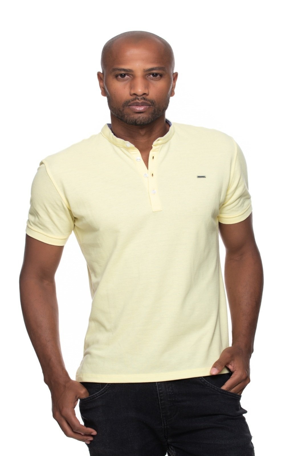 Imagem principal Camisa Gola Padre Aburguesia Slim Fit Amarela Alfaiataria Burguesia amarelo