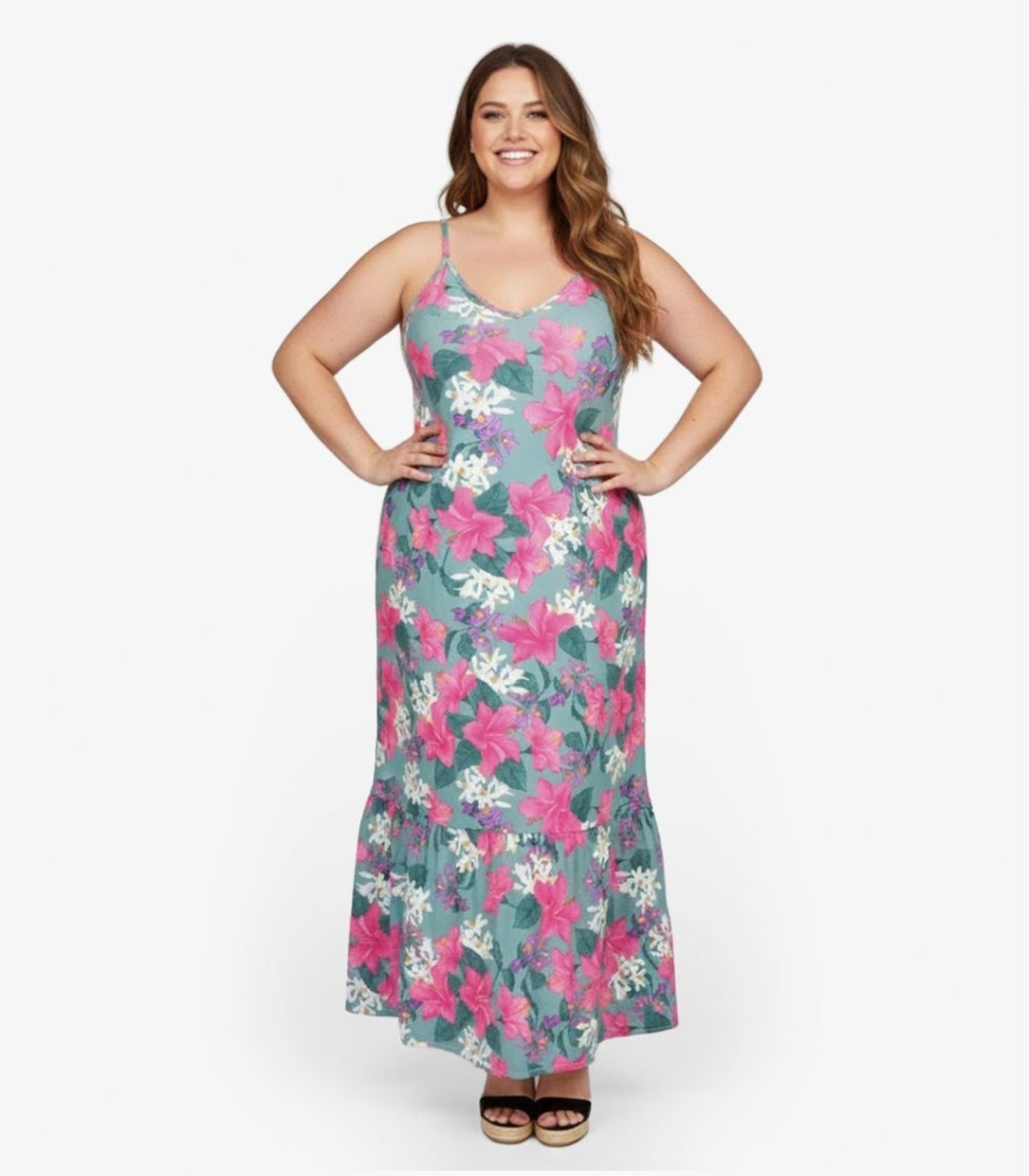 Imagem principal Vestido Longo Feminino Estampado Select Select verde