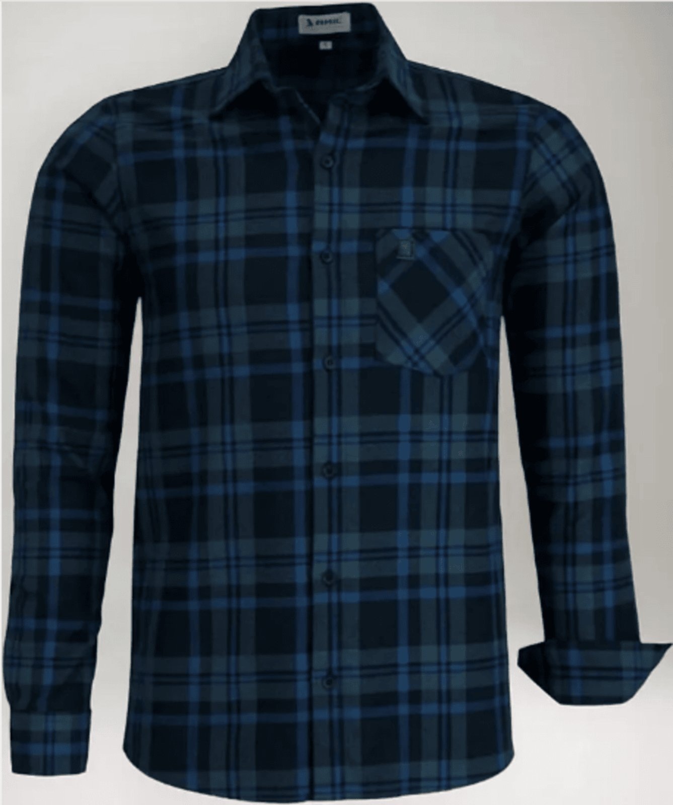 Imagem principal Camisa Flanela Xadrez Amil Carter Comfort Com Bolso Manga longa Luxo Noite Amil azul marinho