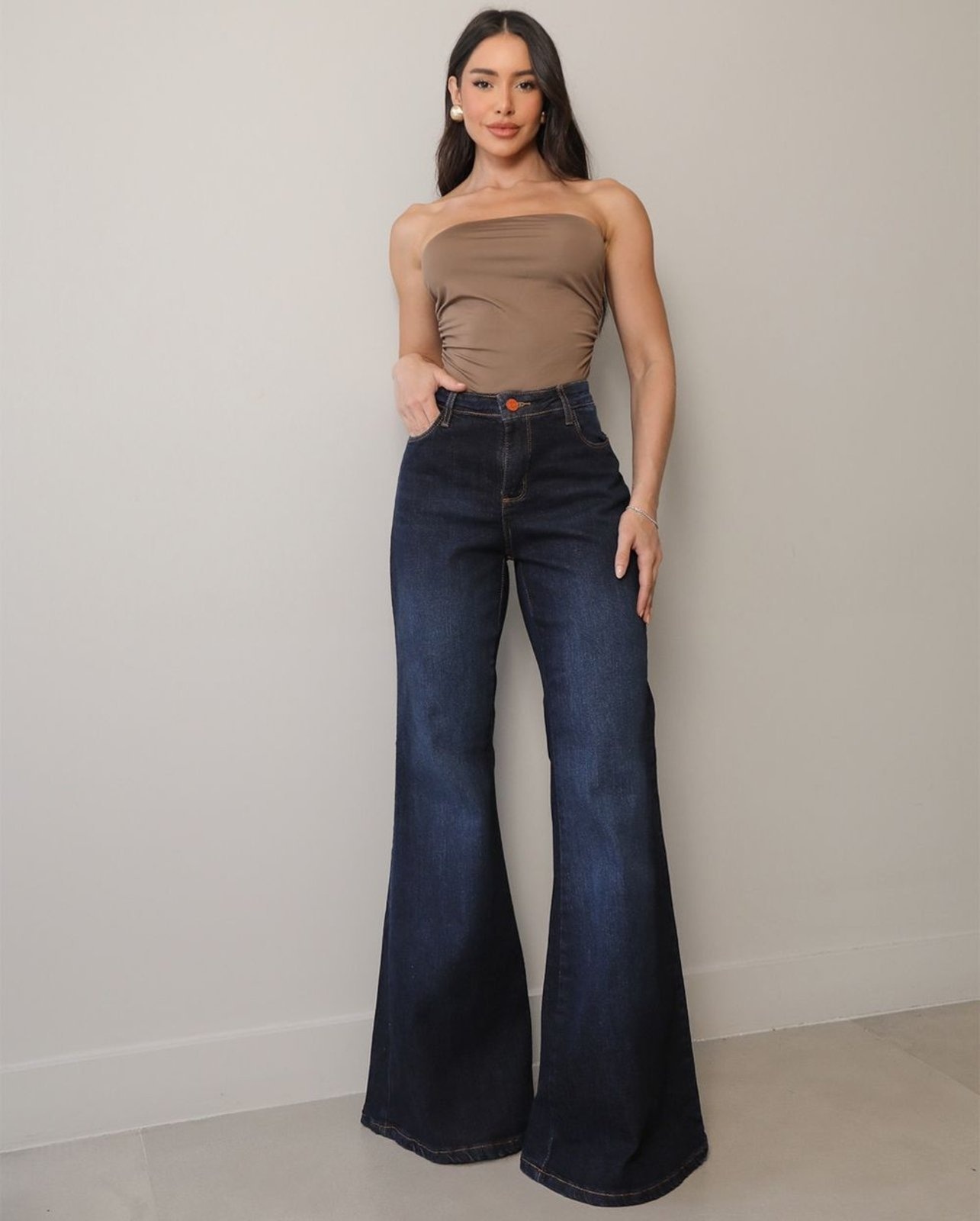 Imagem principal Calça Jeans Maxi Flare Feminina 25105 Amaciado Consciência azul