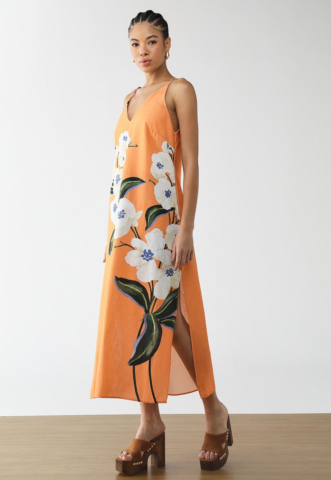 Imagem principal Vestido Feminino FARM Midi Alças Finas FARM laranja