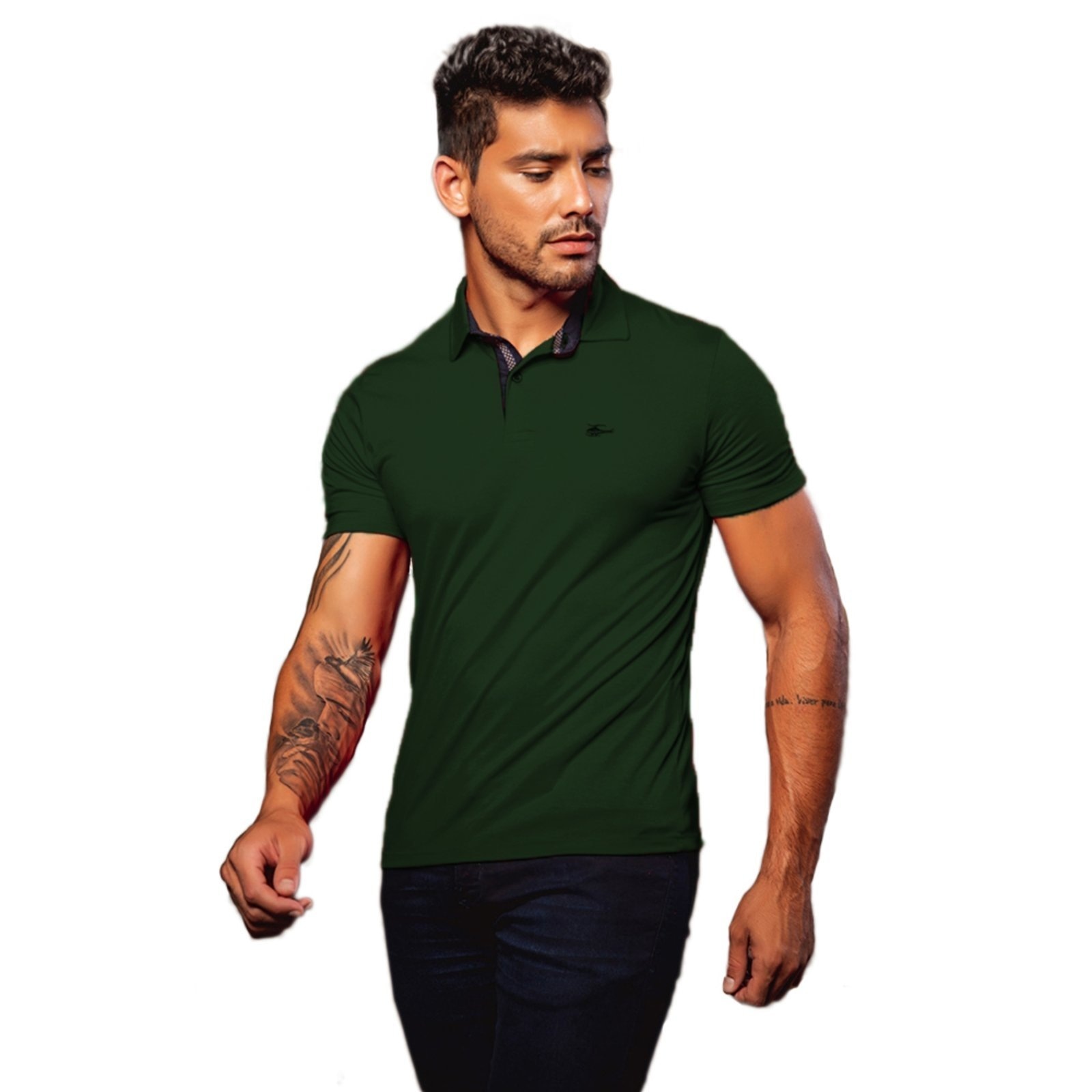 Imagem principal Camiseta Polo Masculina Básica Sallo Premium Escuro Sallo verde