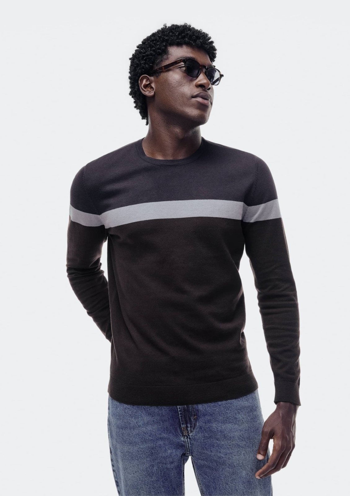 Imagem principal Blusão Masculino Listrado Em Tricô Fio Tinto Hering azul