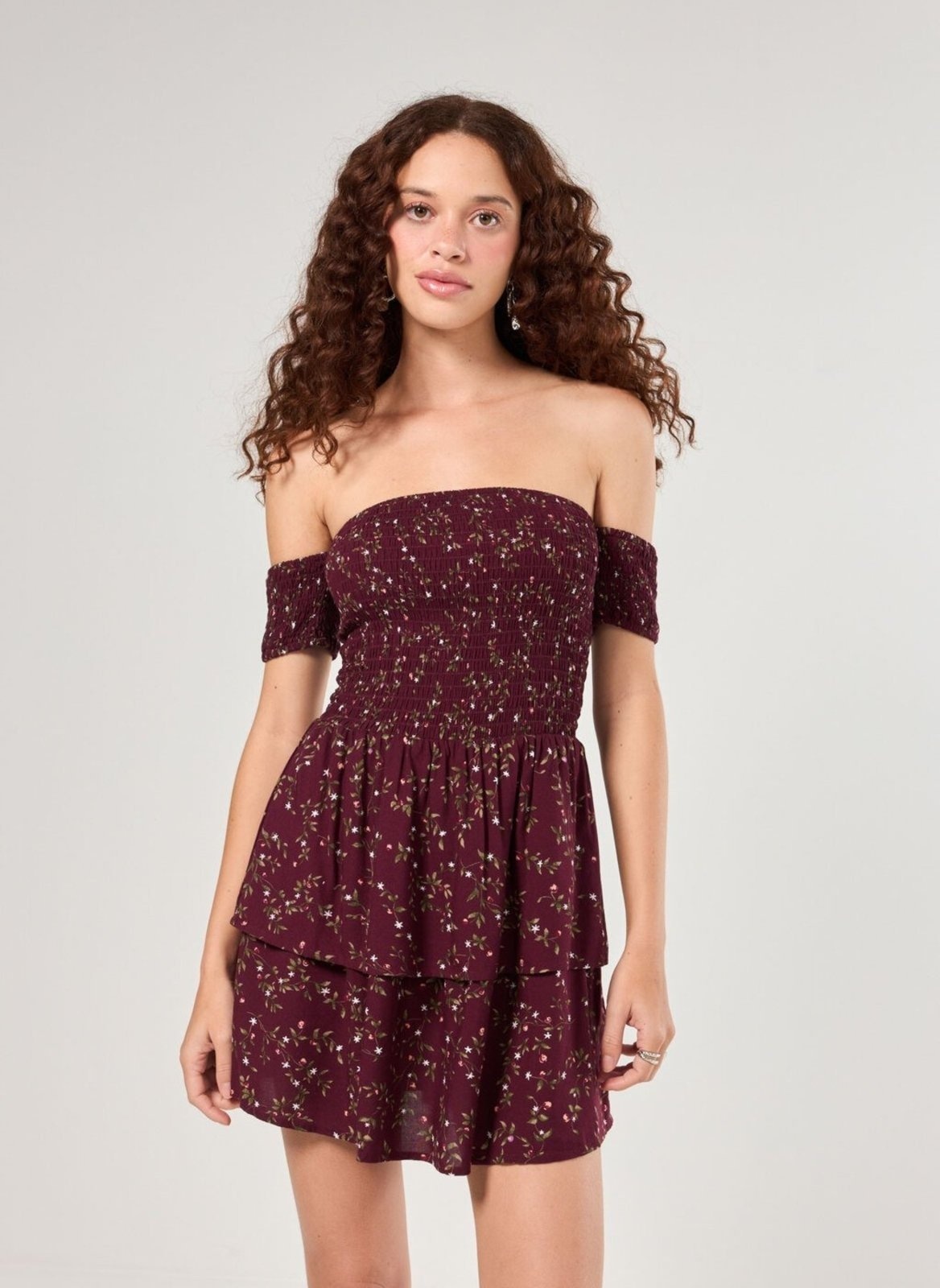 Imagem principal Vestido Ombro A Ombro Bordô Youcom estampado