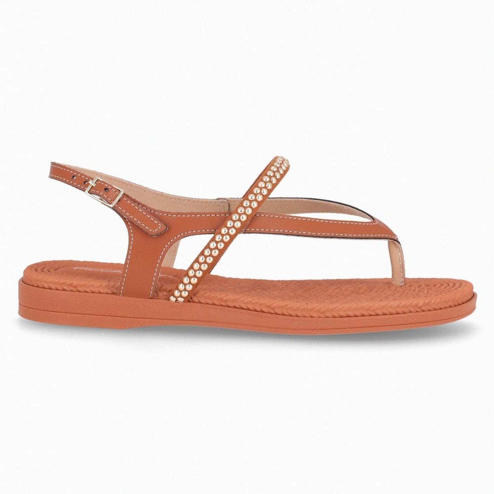 Imagem principal Sandália Rasteirinha Adla Ocre com Ouro Piccadilly bege ocre