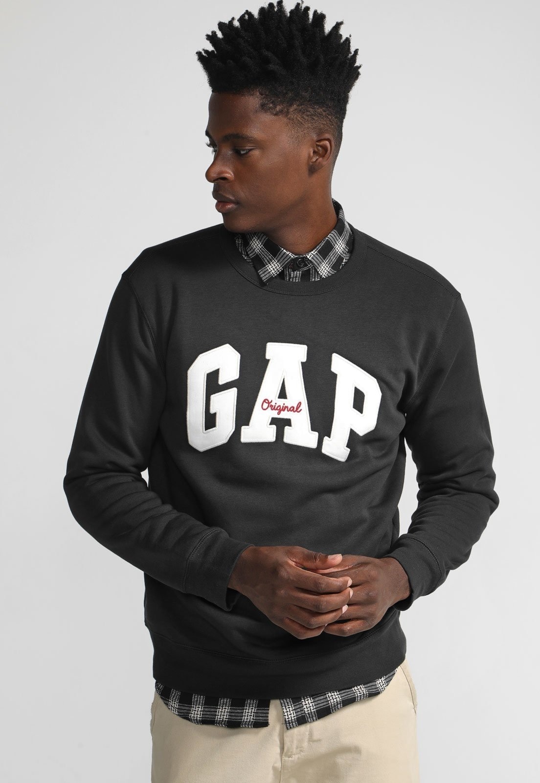 Imagem principal Blusa de Moletom Flanelada Fechada GAP Logo Bordado Preta GAP preto