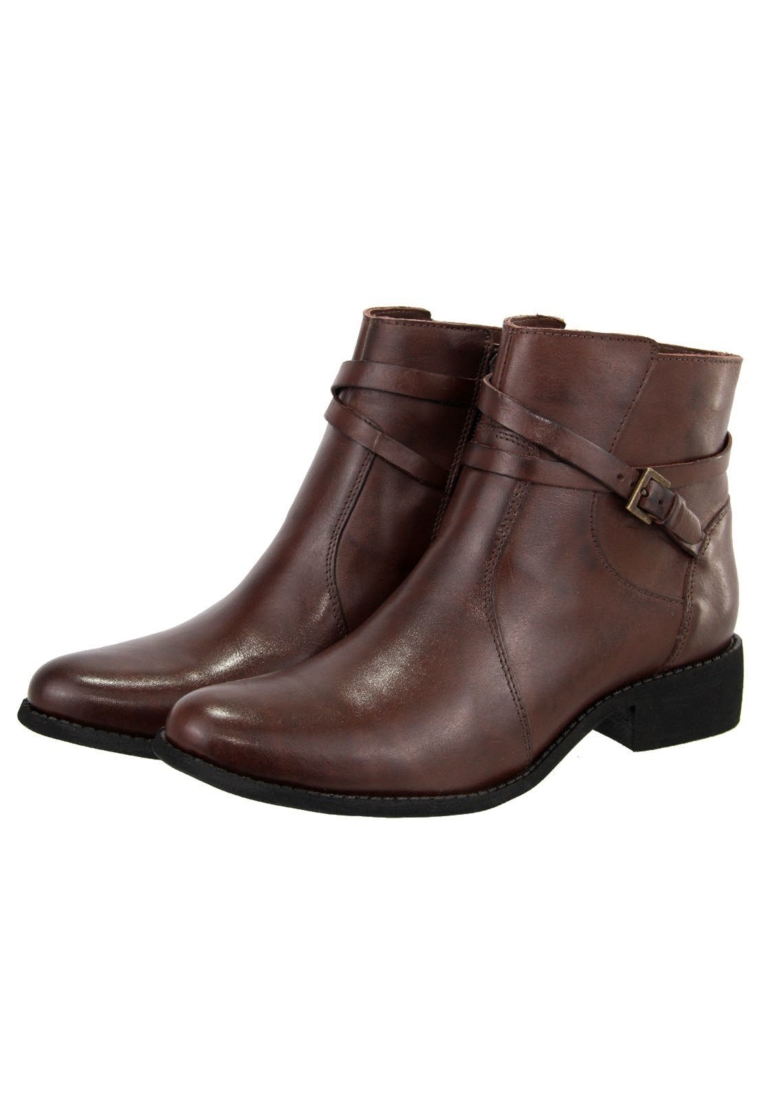 Imagem principal Bota em Couro Conforto Lisa Maria Paula Cano Curto Cacau MARIA PAULA marrom