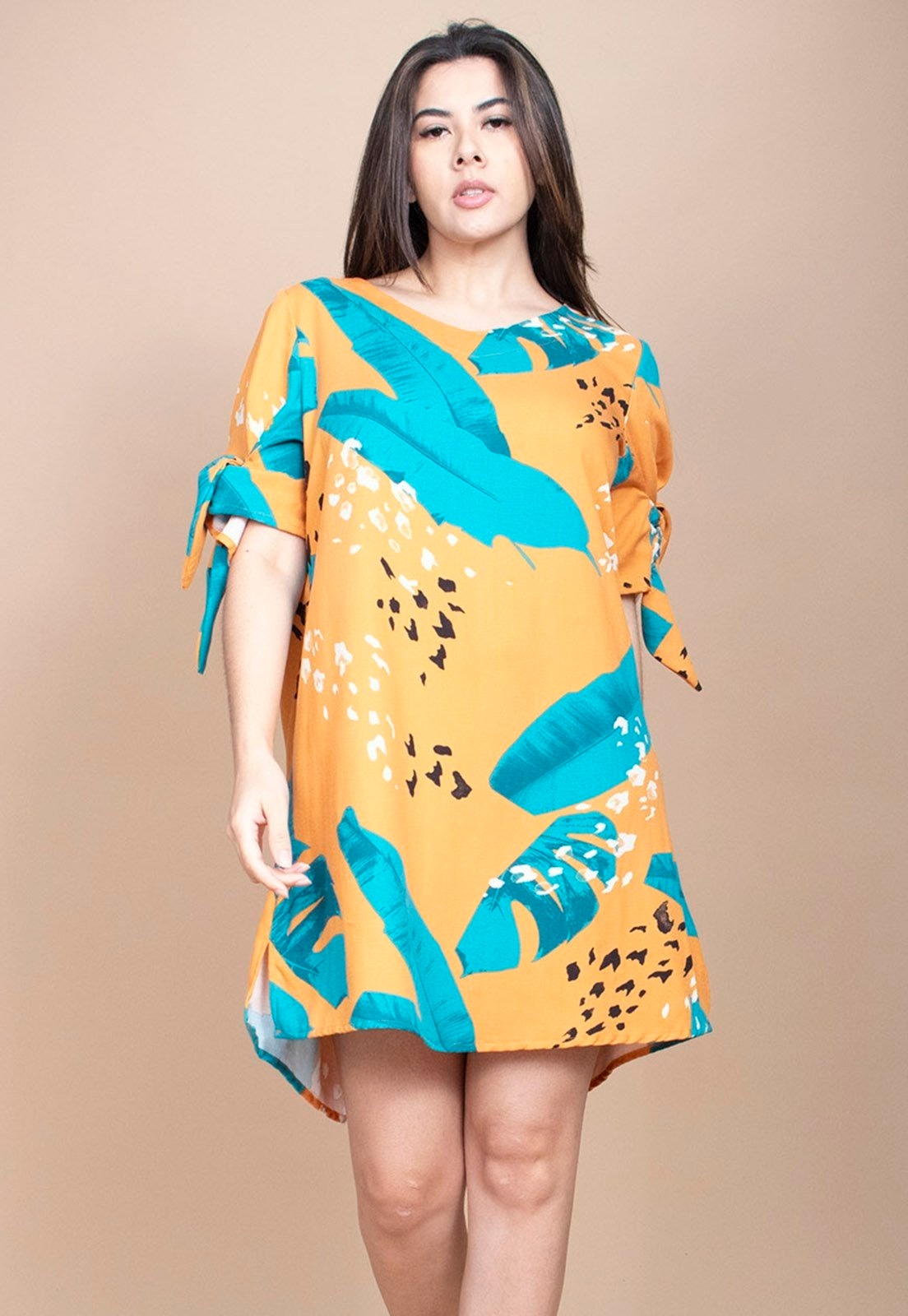 Imagem principal Vestido Curto Cabanafree Plano Estampa Aurora Botânica Cabanafree azul/estampado