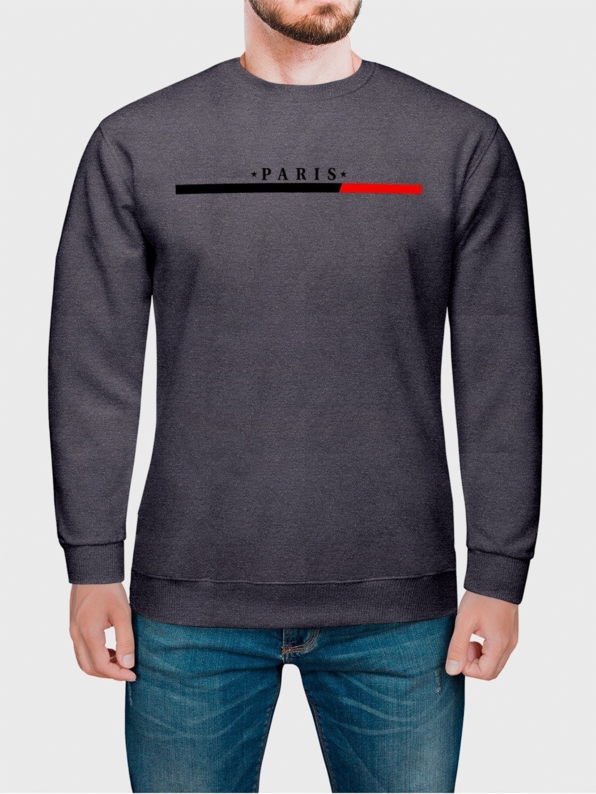 Imagem principal Moletom Gola Redonda Masculino Flanelado Estampa Paris Chumbo Benellys grafite