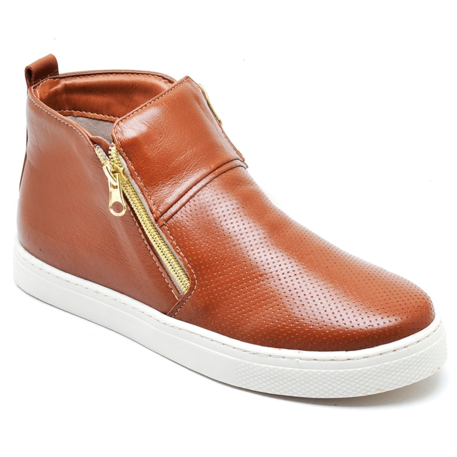 Imagem principal Tênis Cano Alto Nine4 Slip on Casual Em Couro Nine4 caramelo
