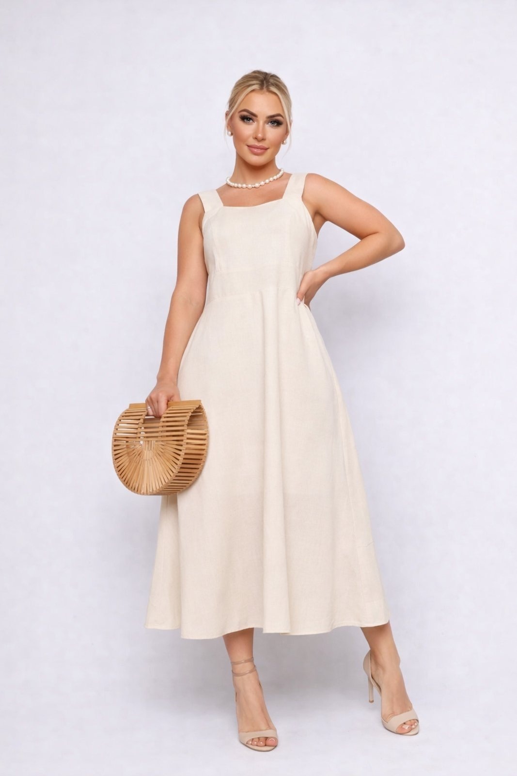 Imagem principal Vestido Midi D Bell Outlet Fashion Alça Off-White D BELL OUTLET FASHION rosê white