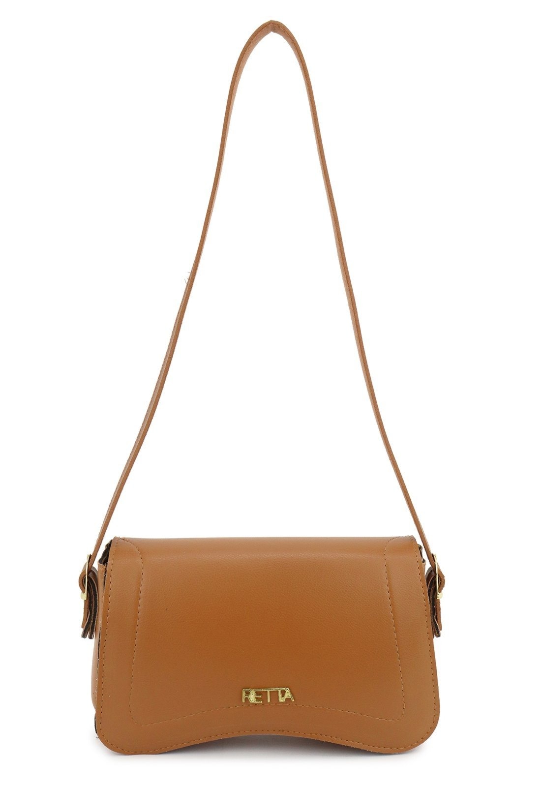 Imagem principal Bolsa Feminina de Ombro Estruturada Elegante com Alça Regulável e Fecho Retta Oficial caramelo/preto