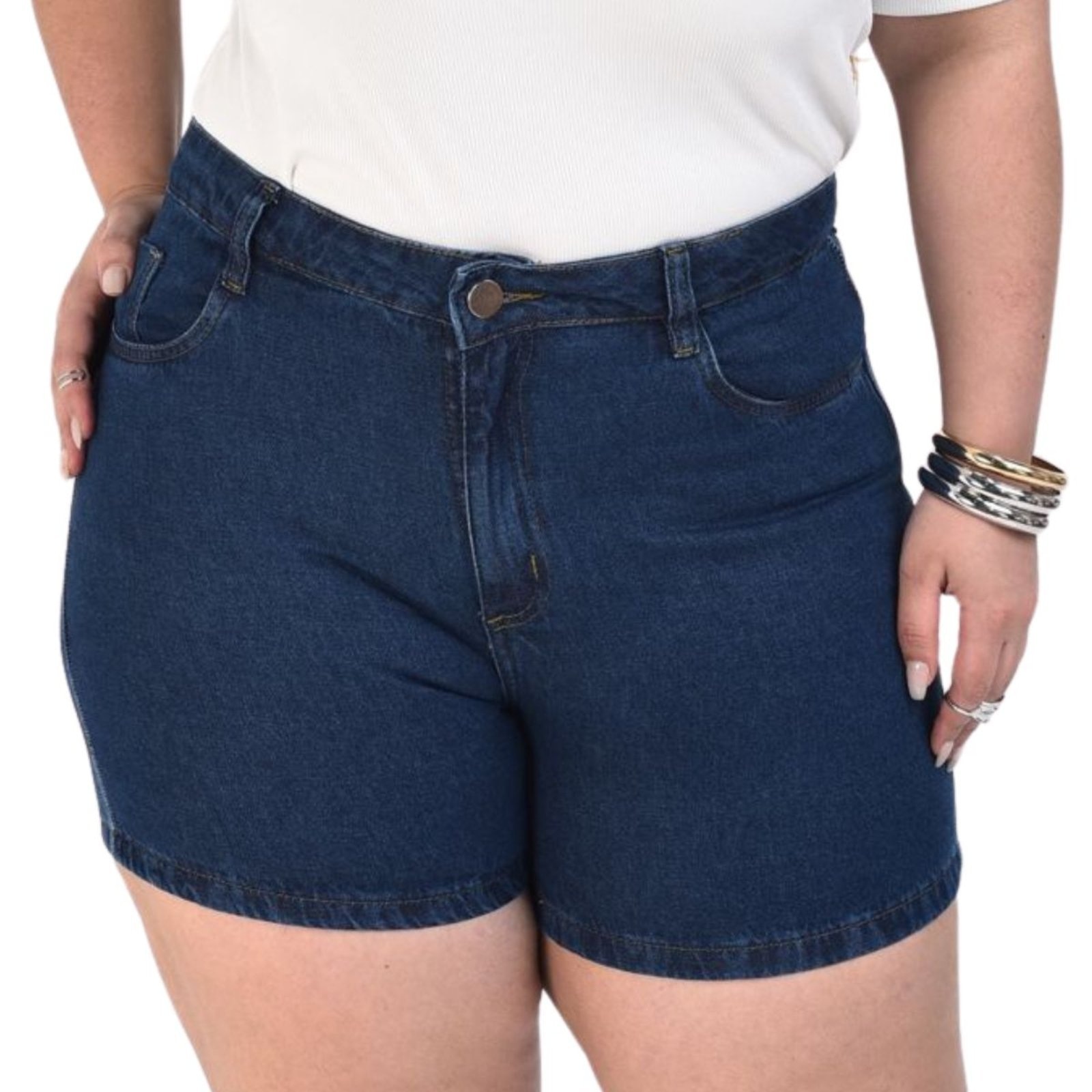 Imagem principal Bermuda Plus Size Meia Coxa Jeans Loka Escura Jeans Loka azul/azul marinho