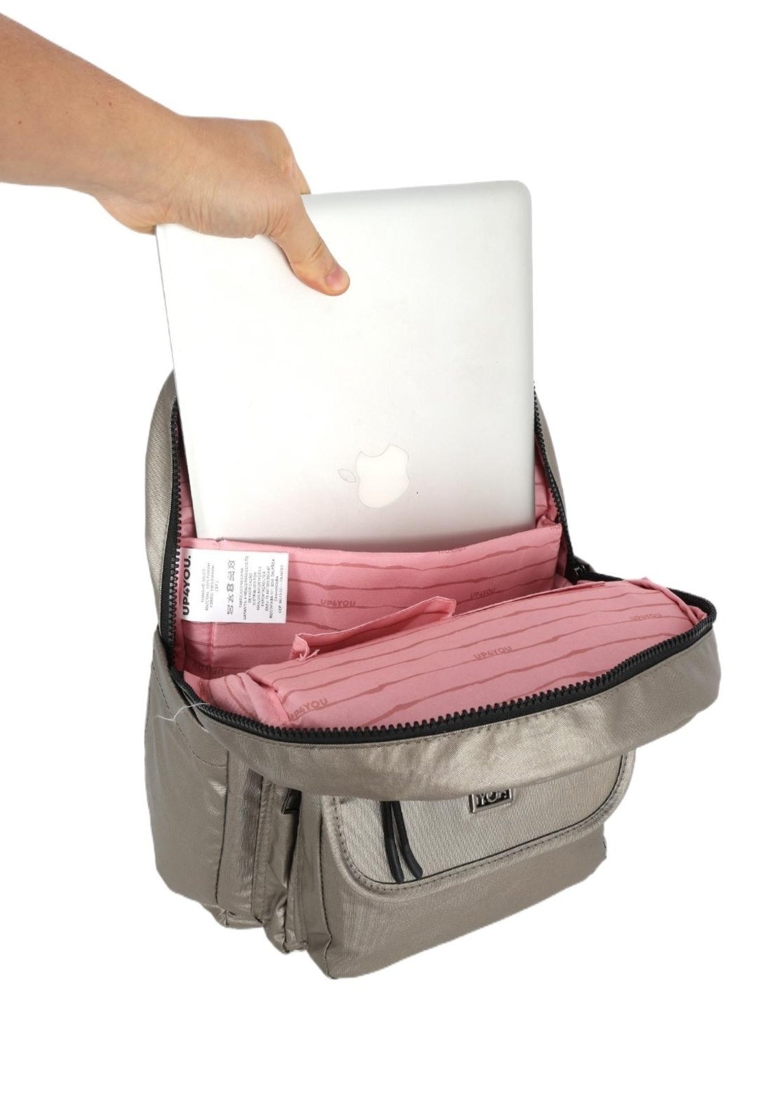 Imagem principal Infantil - Mochila de Costas Pequena Náilon Metalizado Dois Bolsos Up4you Up4you marrom