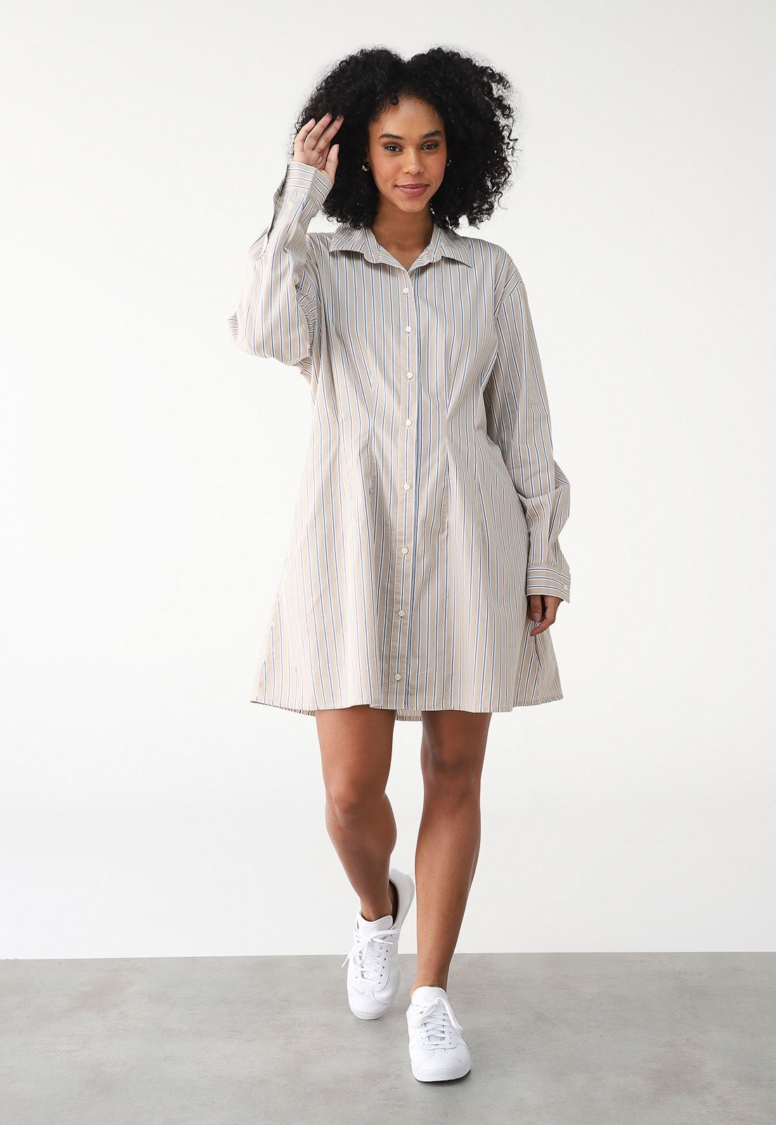 Imagem principal Vestido Chemise GAP Curto Listrada GAP bege