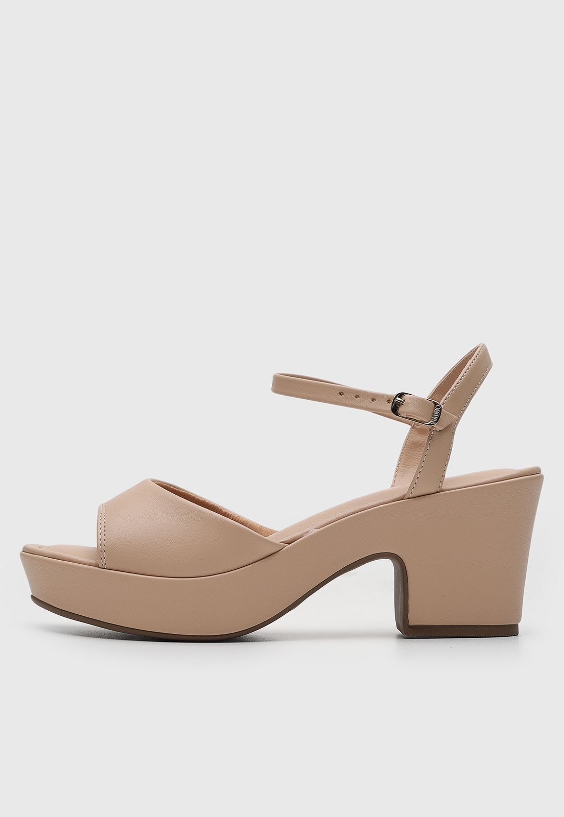 Imagem principal Sandália Feminina VIA UNO Salto Bloco Fivela VIA UNO nude