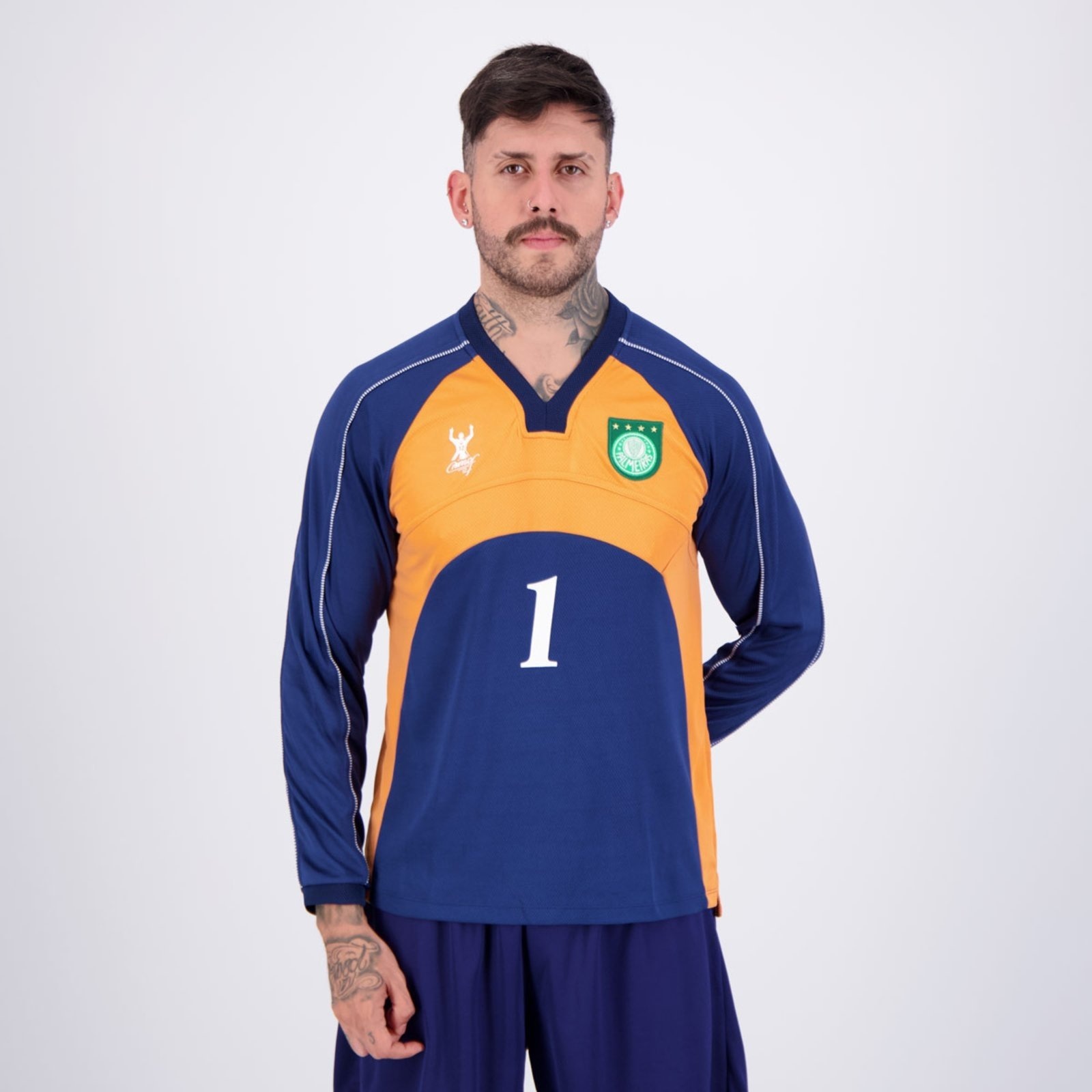 Imagem principal Camisa Palmeiras Goleiro Retrô 2000 Manga Longa Marinho e Laranja Betel azul marinho