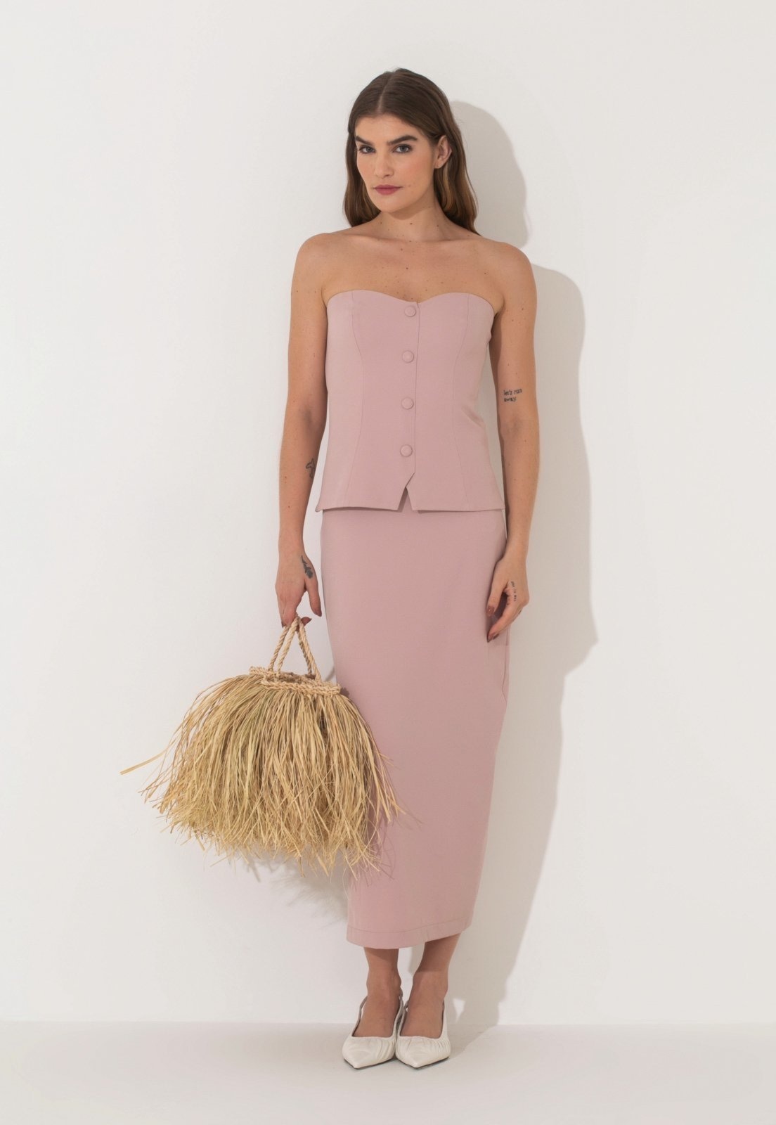 Imagem principal Saia Alfaiataria Traymon Com Fenda Rose Vintage Traymon rosê rose