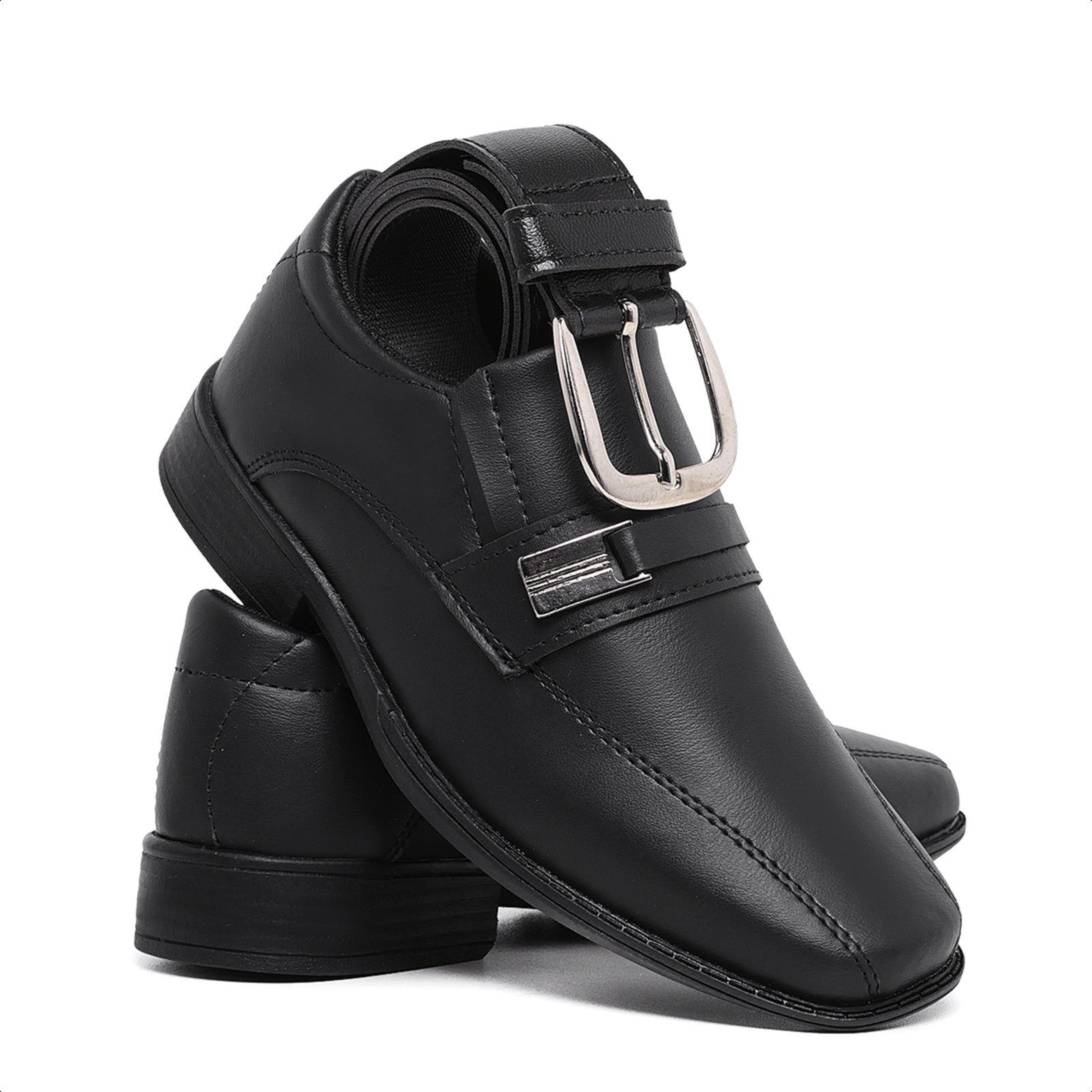 Imagem principal Kit Sapato Social Cinto 445 Casamento Formatura Moderno Menino Clássico Schiareli preto