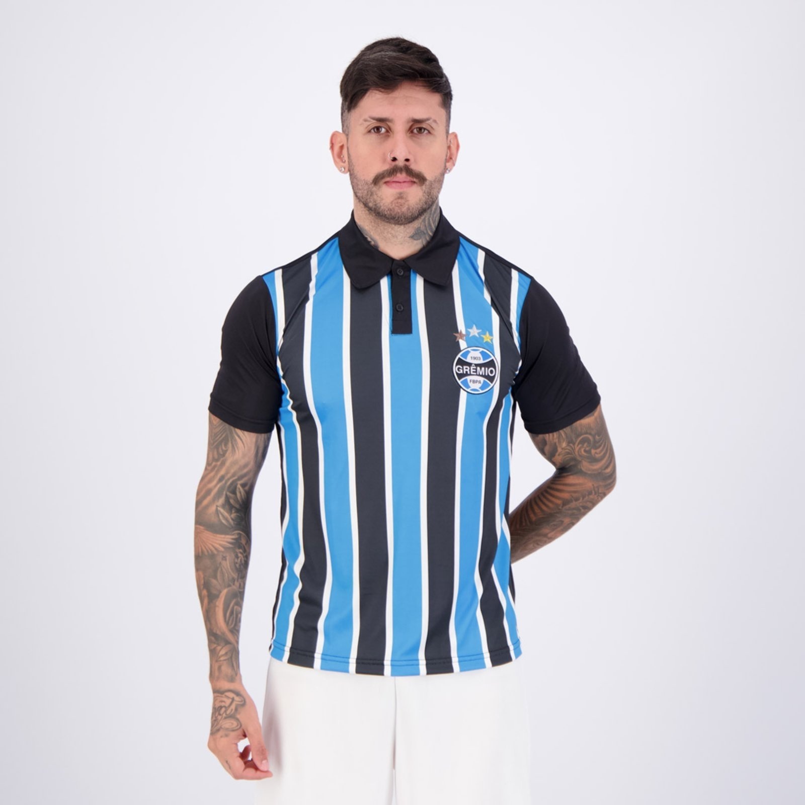 Imagem principal Polo Grêmio Dry Tricolor Oldoni azul