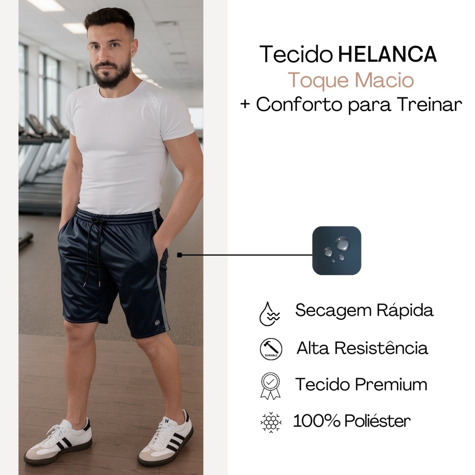 Imagem principal Bermuda Masculina KS Short Esporte para Treino Academia Tecido Helanca Cinza KS azul/azul marinho