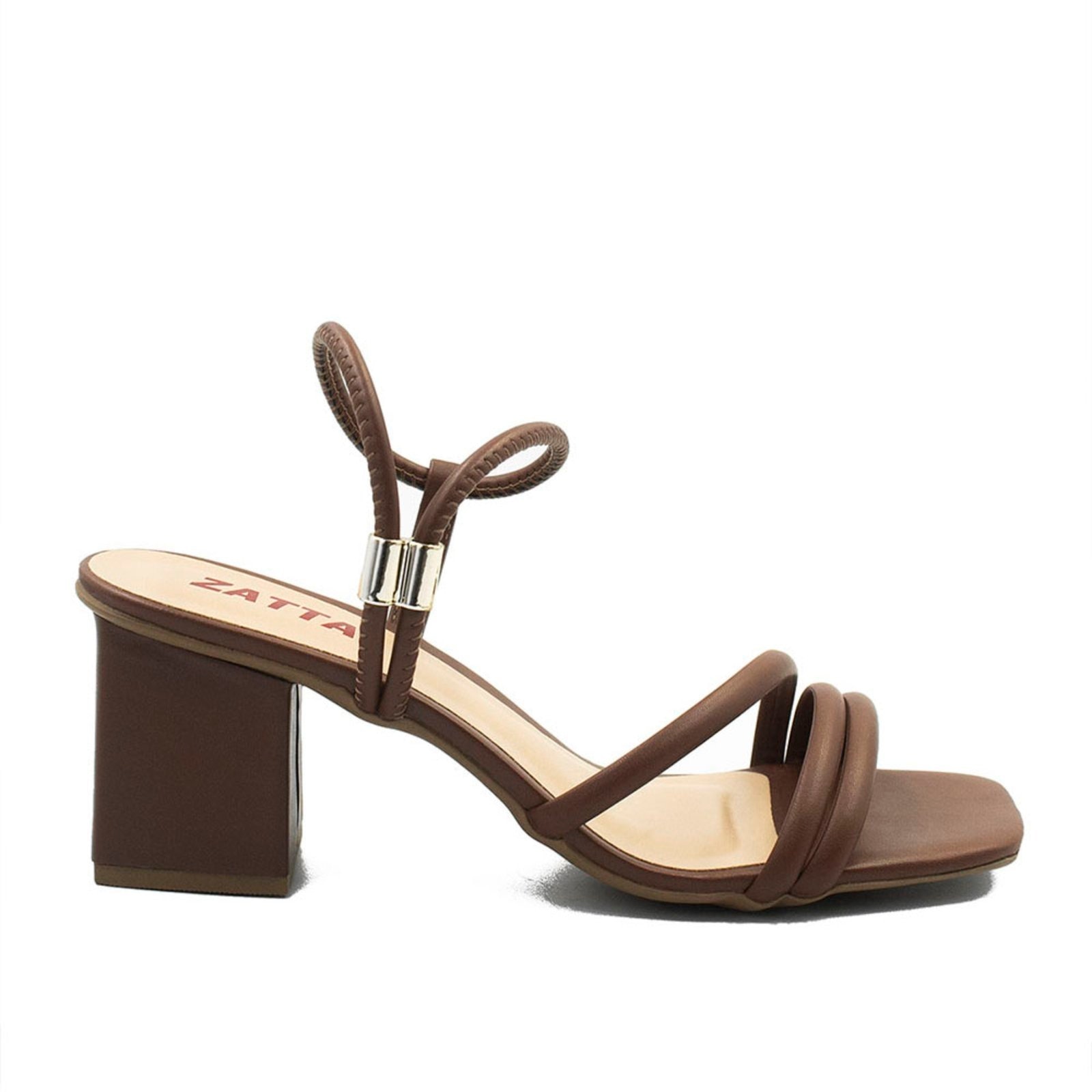 Imagem principal Sandália Zatta Salto Sextavado Bloco Margarida Marrom ZATTA caramelo