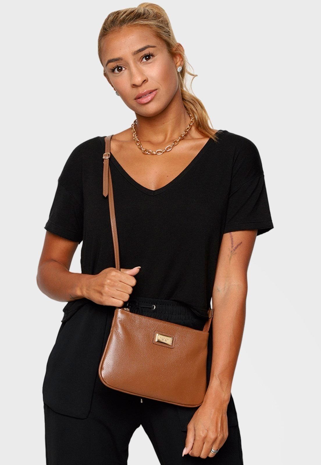 Imagem principal Bolsa Transversal Couro Mariart 199MRT Havana Mariart caramelo