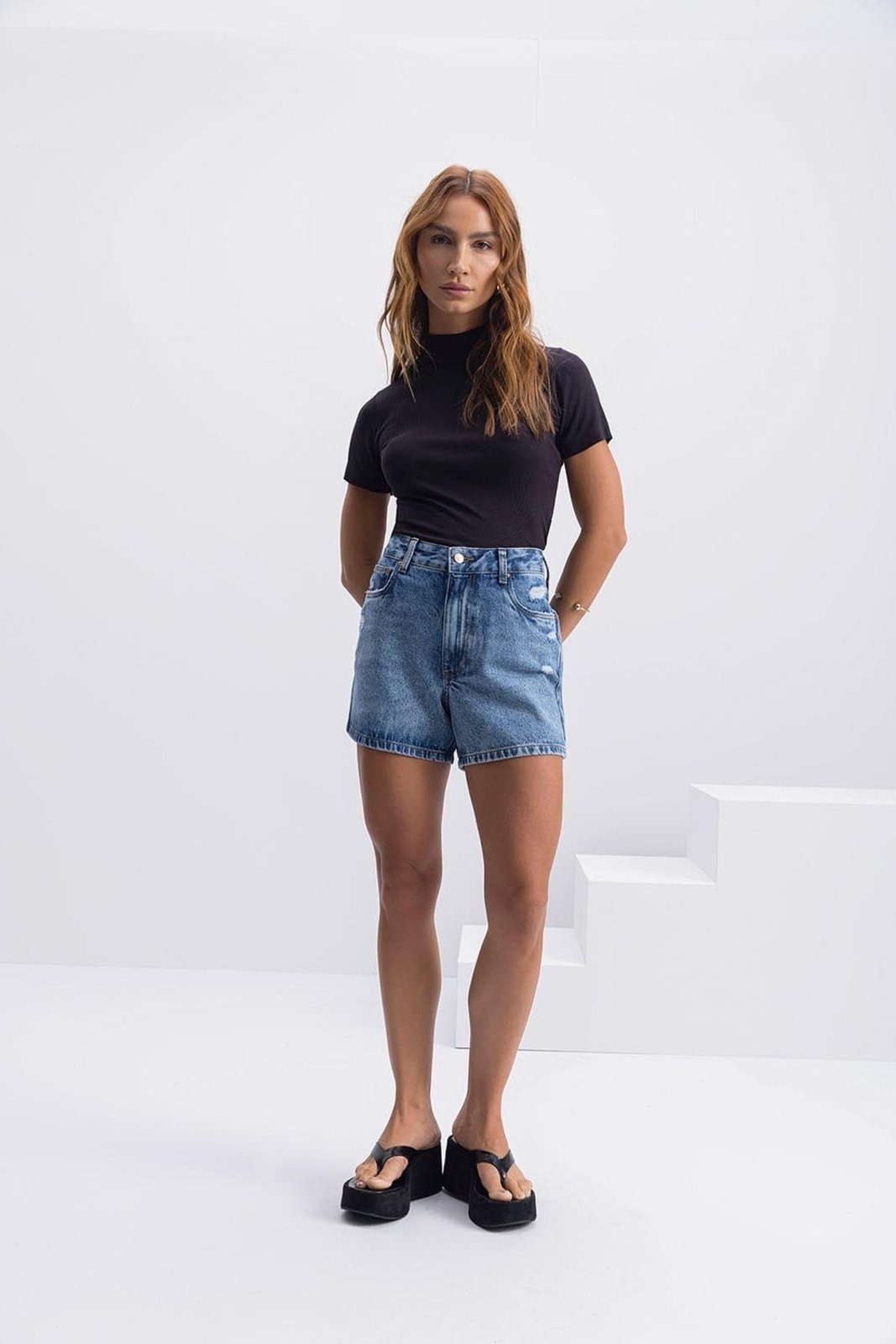 Imagem principal Shorts Jeans Feminino Essendi Jeans Médio Essendi azul