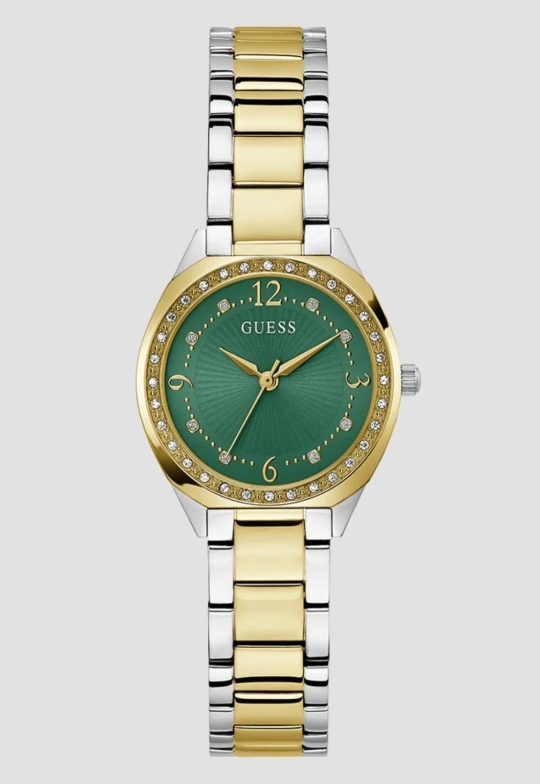Imagem principal Relógio Guess Redondo Verde Cristais Aço Prata Dourado Guess dourado verde