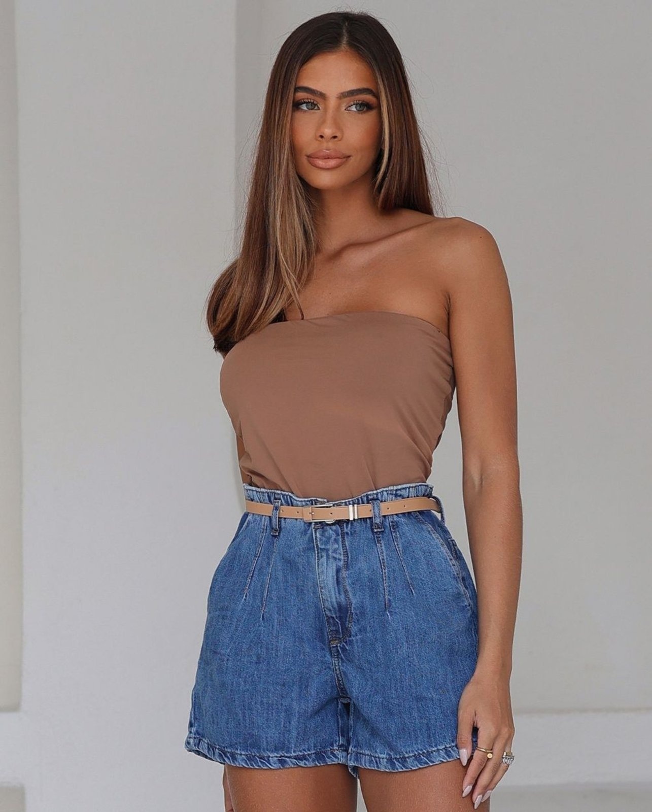 Imagem principal Shorts Feminino Mom com Cinto Pu 24424 Sky Médio Consciência jeans