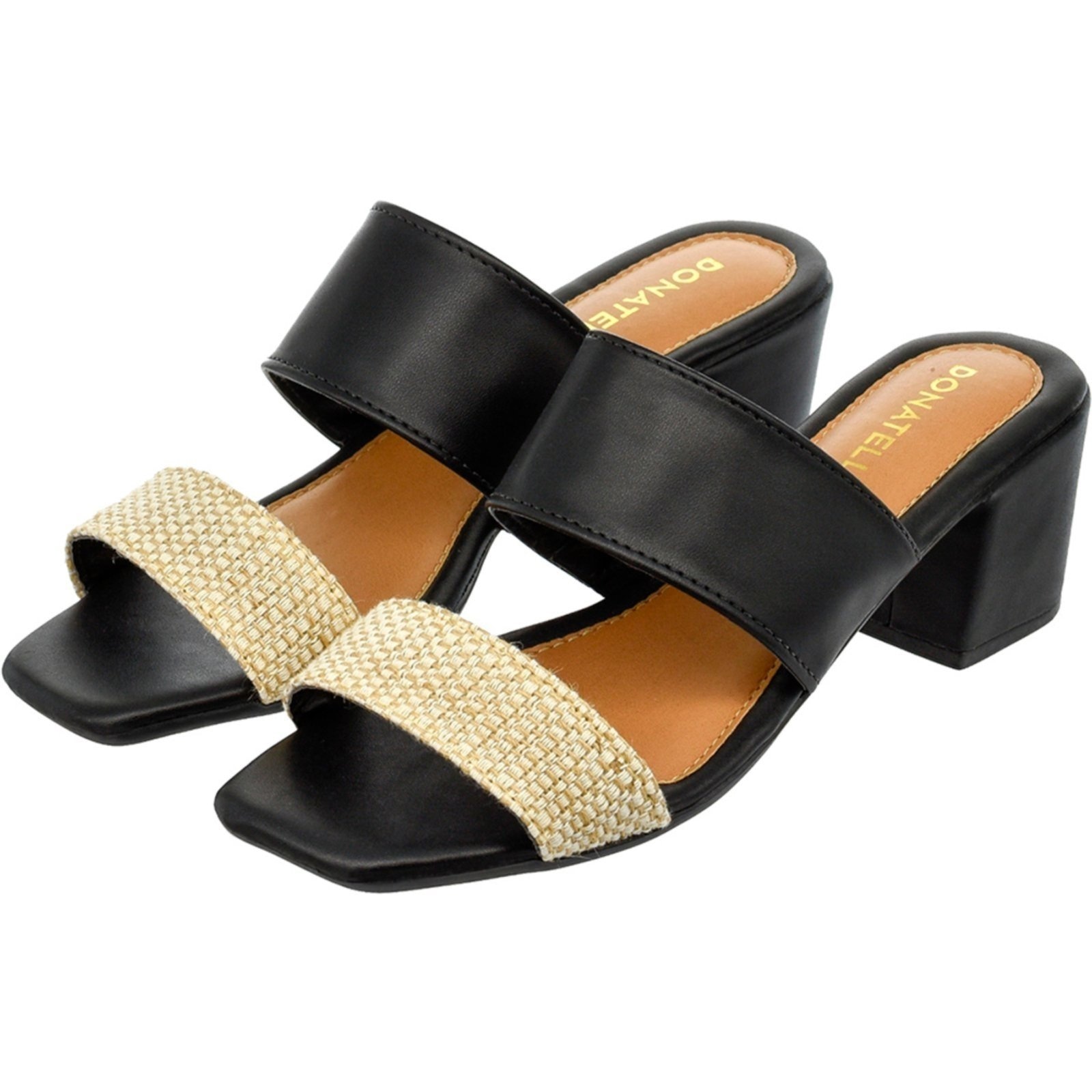 Imagem principal Sandália Feminina CM Calçados Bico Quadrado Salto Alto Bloco Juta Monte Shoes preto