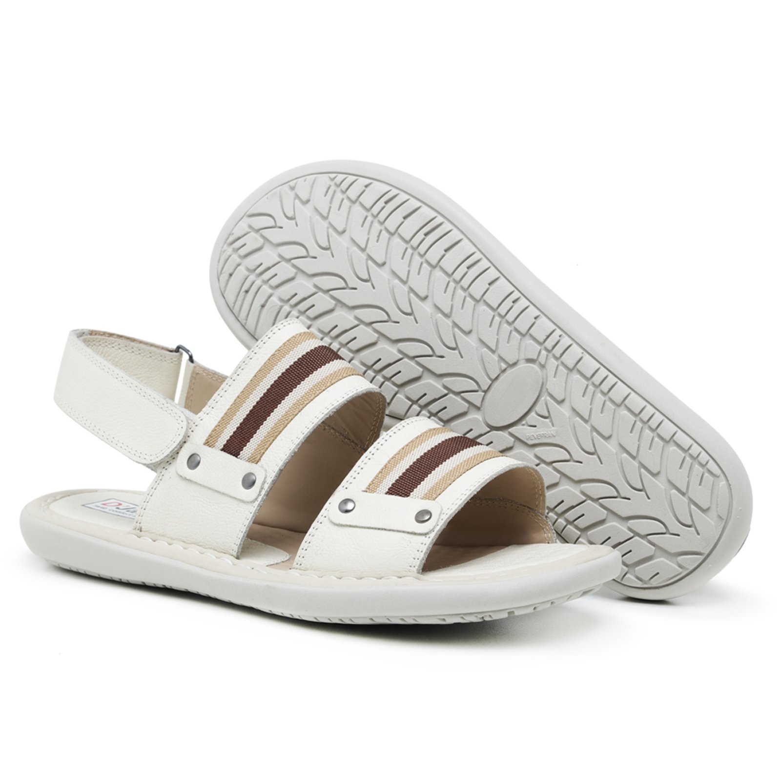 Imagem principal Sandália Chinelo Masculino Papete Alpha Em Couro ZAFREM bege/branco